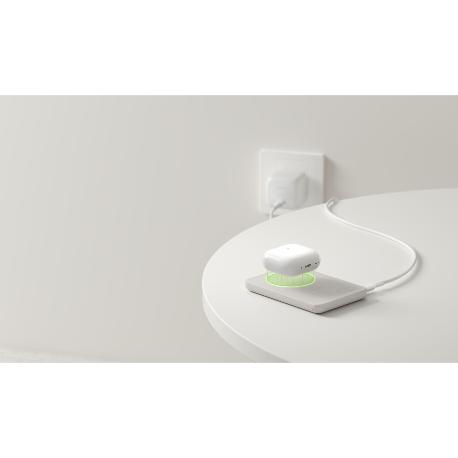 AirPods, Ladestation, Kabel, Ladematte, LED grün