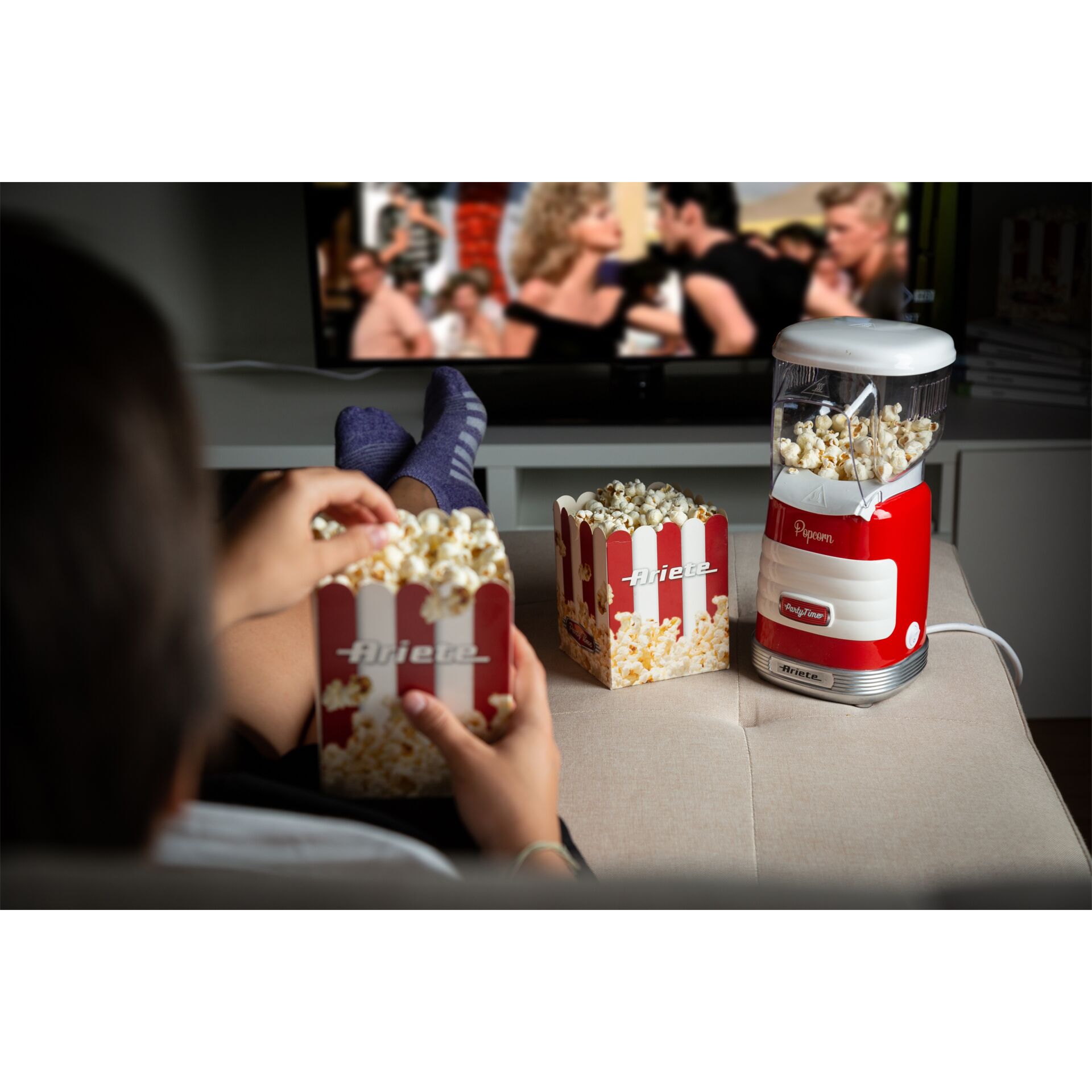 Kino-Snacks, Popcorn, Popcornmaschine, Rot-weiß, Korbpopcorn