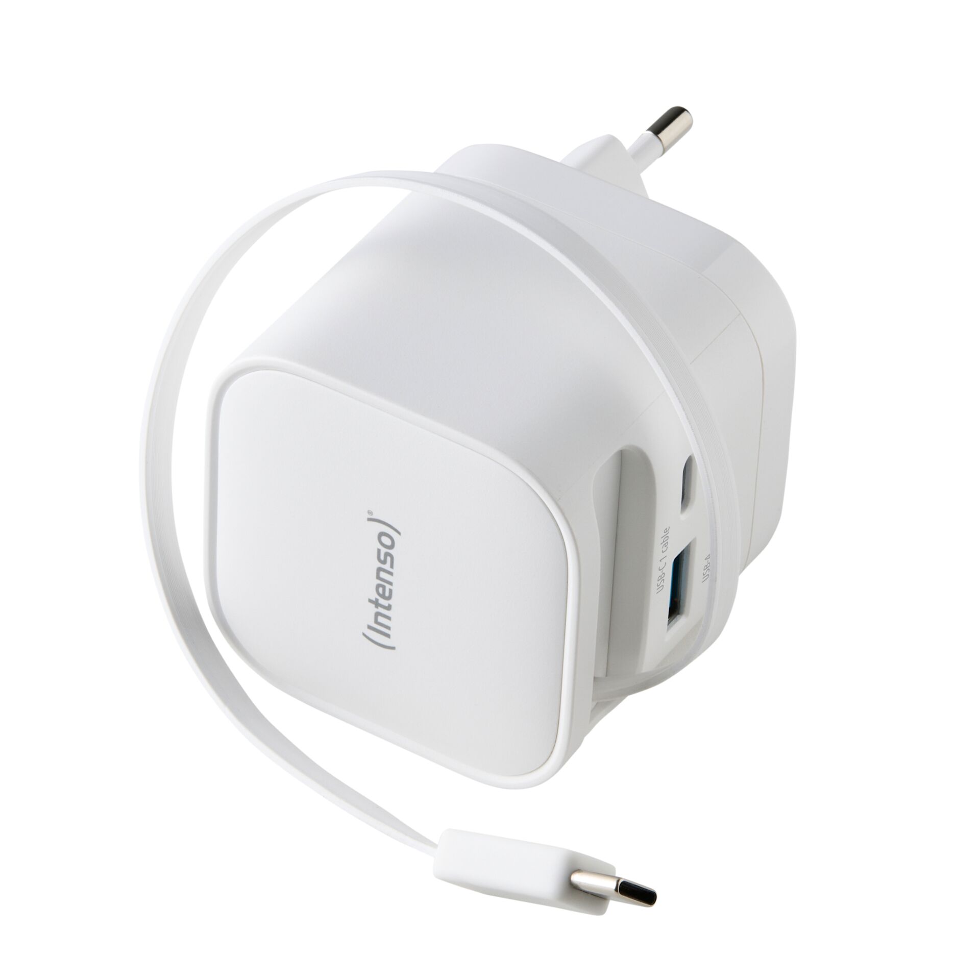 Intenso Power Adapt. W65ACIC 65W  2xUSB-C/USB-A ausziehb.Kab. weiß