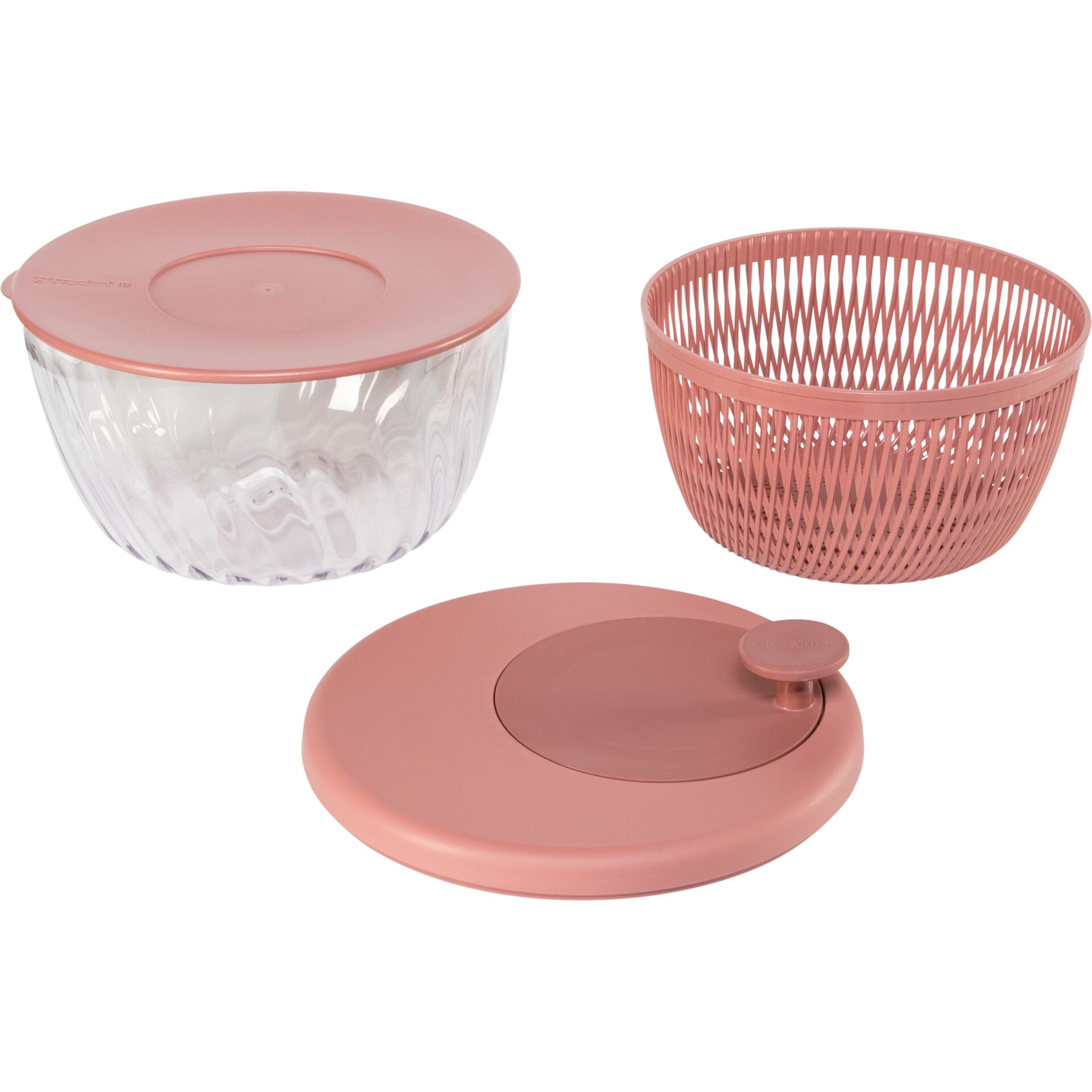 Schüssel-Set, Salatschüssel, Deckel, Schneideinheit, Rosa Farbe