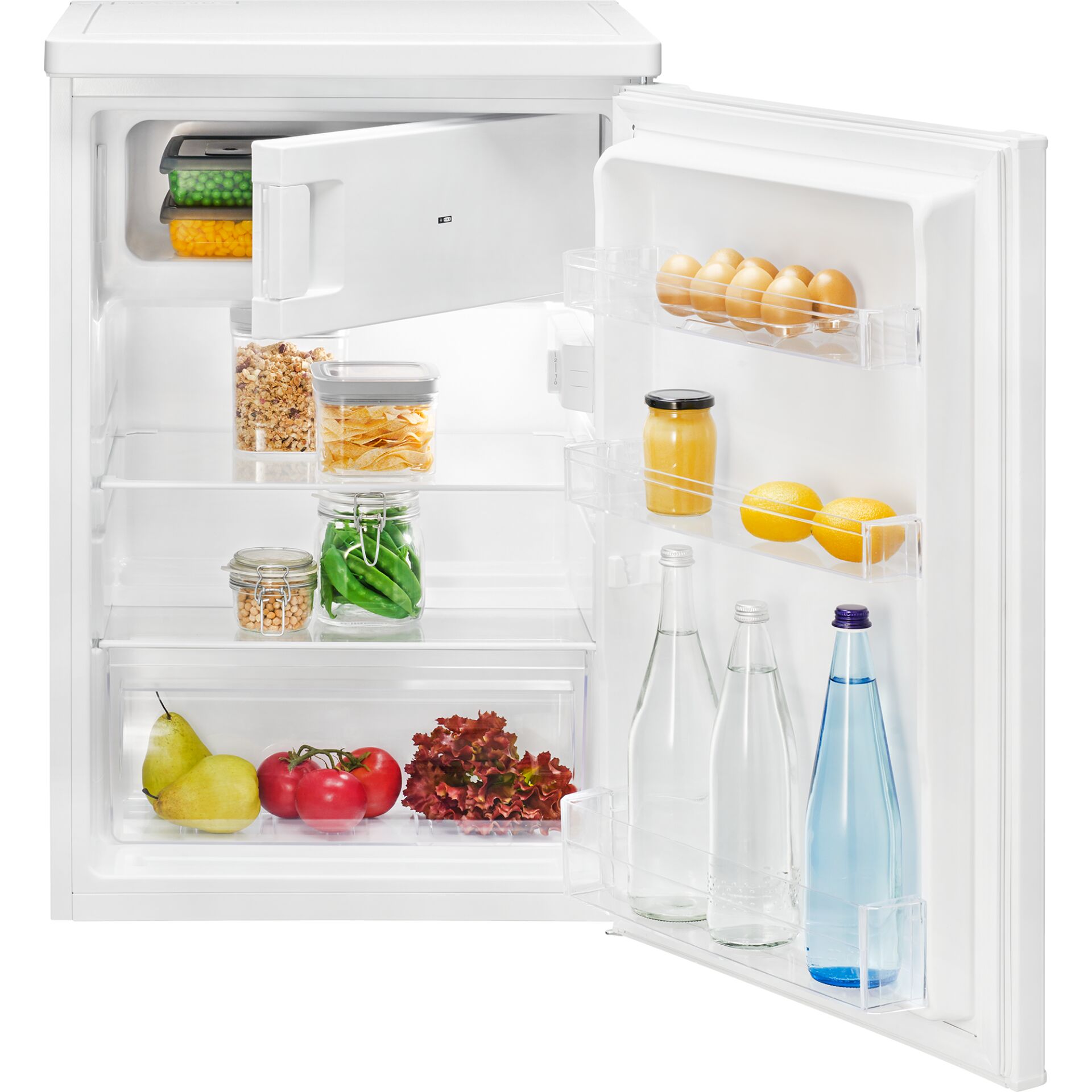 Kühlschrank, weiß, Gefrierfach, Glastablagen, Türablagen