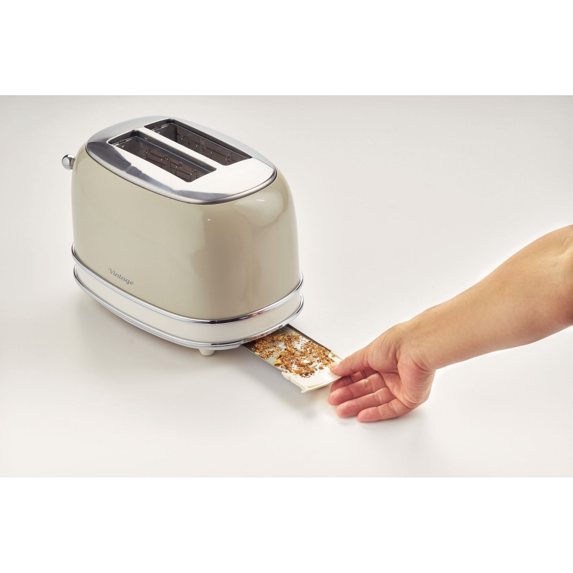 Toaster, Vierfacher Toaster, Creme, Metallisch, Brötchenfach