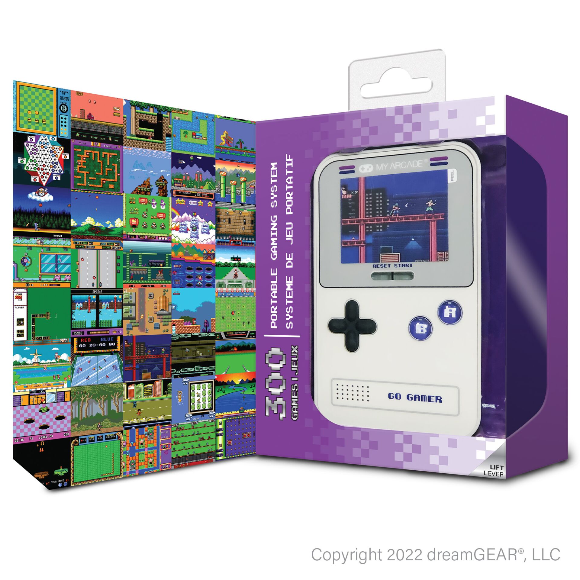 Handheld-Konsole, Retro-Spiel, Pixelkunst, Tragbar, Verpacktset