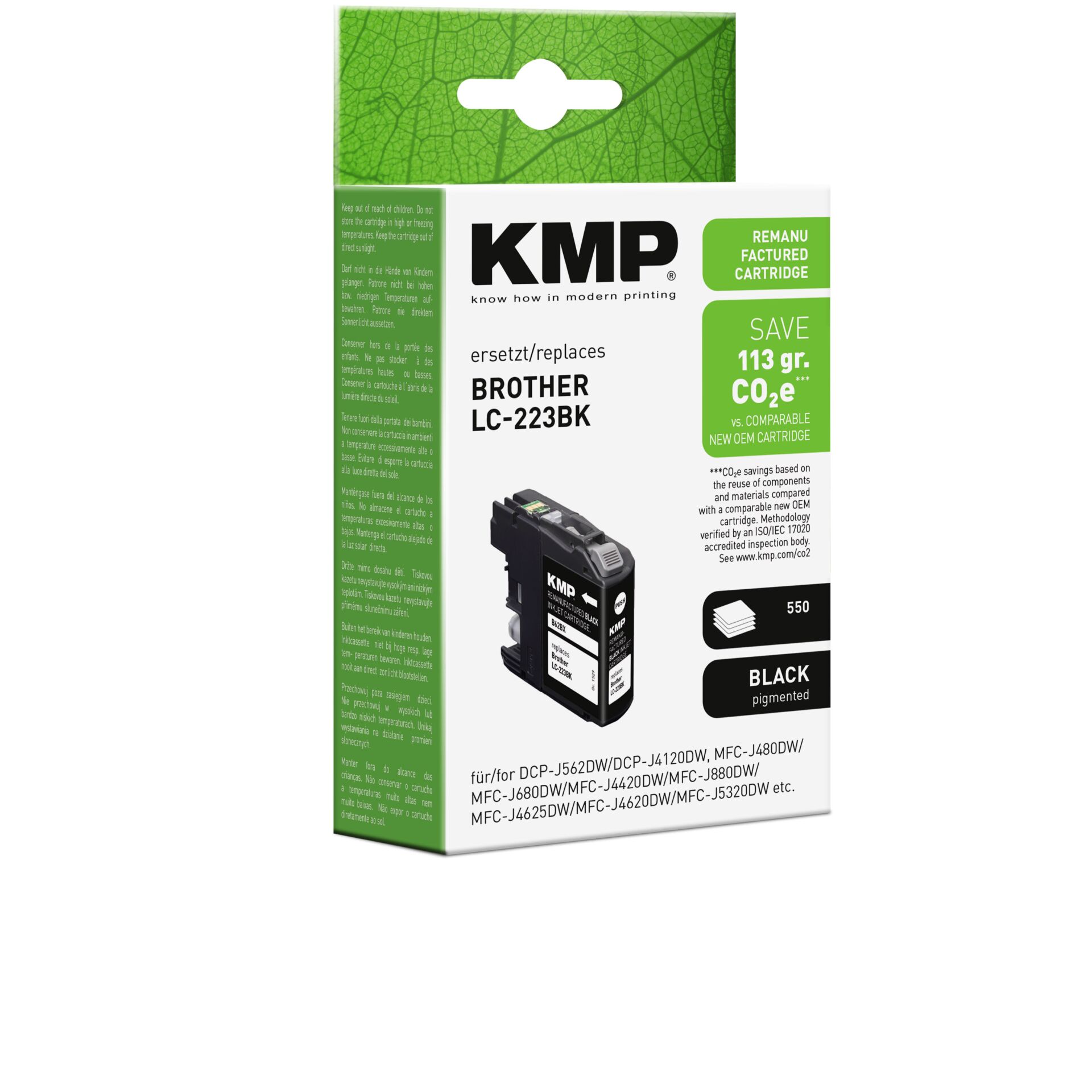 Adapter, Elektronik, QR Code, Tintenpatrone, Druckerpatrone, KMP, Schwarz pigmentiert, LC-223BK
