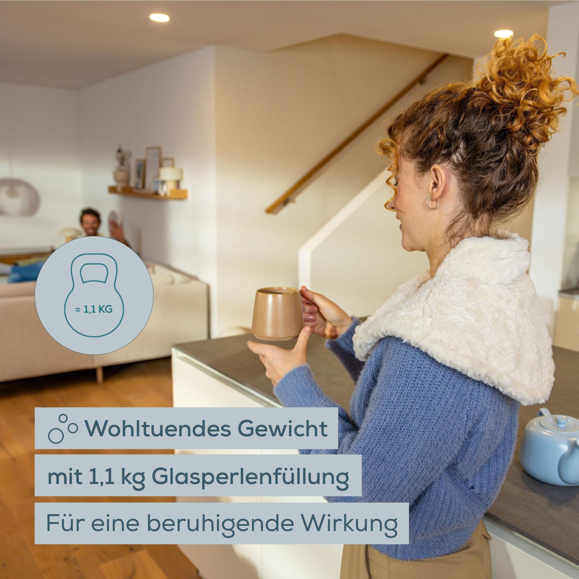 Kaffeebecher, Glasperlenfüllung, Gewicht 1,1 kg, Kanne, Küchenzubehör