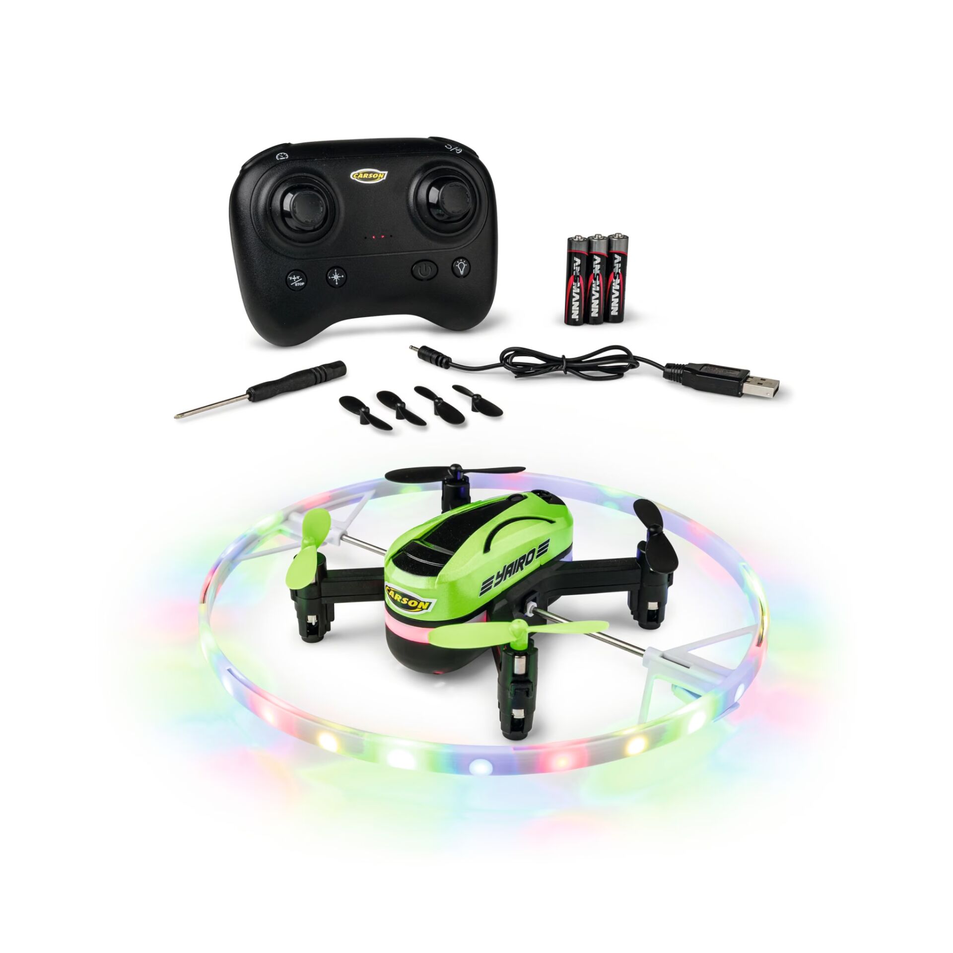 Quadcopter, Drohne, LED-Ring, Wiederaufladbar, Fernsteuerung