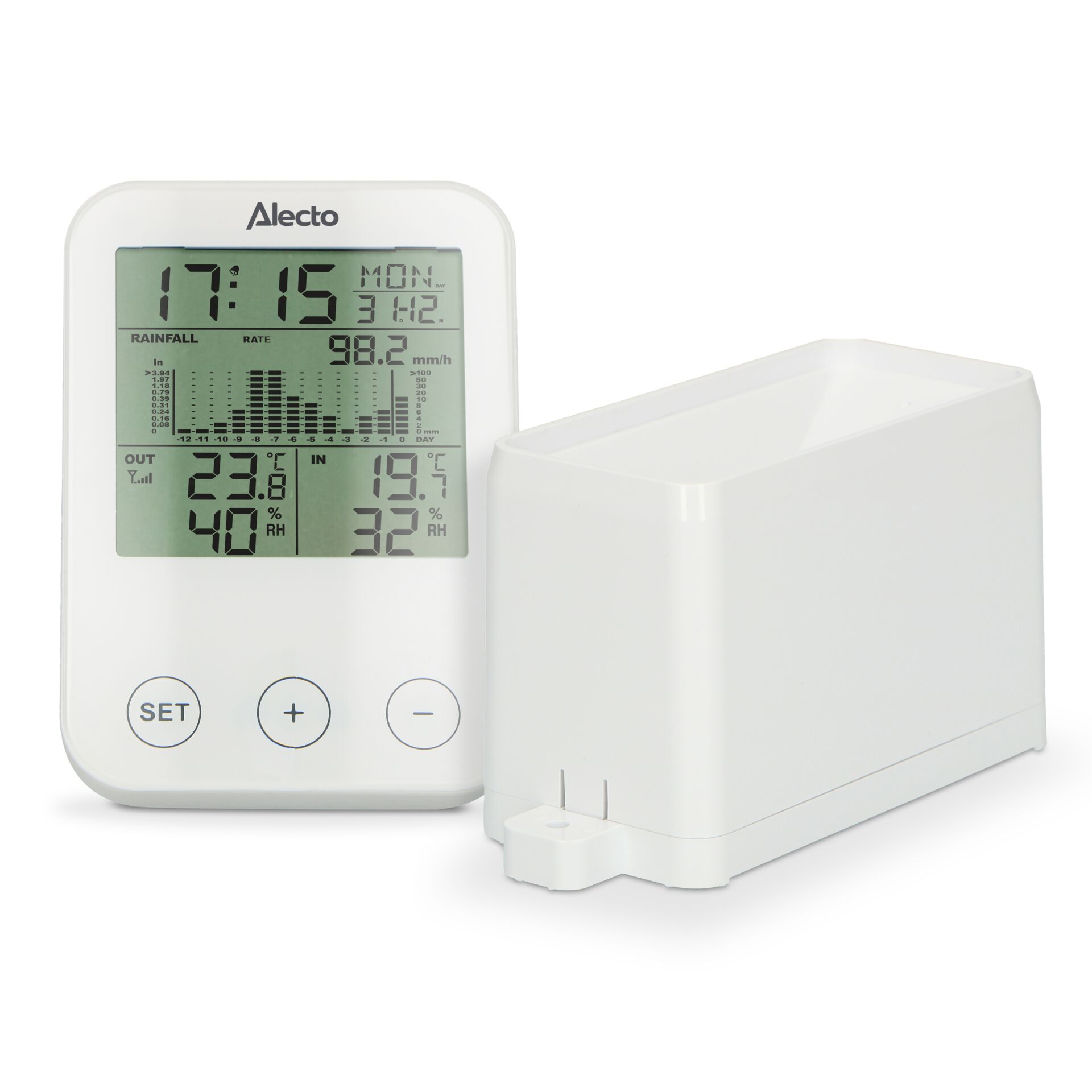 Wetterstation, Display, Tastaturknöpfe, Uhrzeit, Systempaket