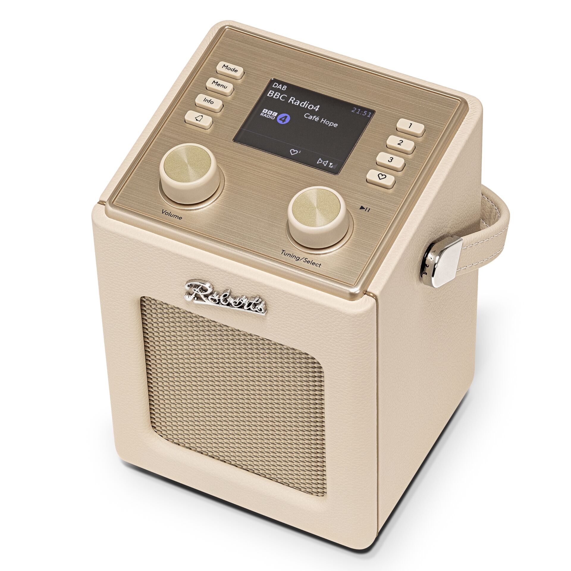 DAB-Radio, Cremefarben, Tragegriff, LCD-Display, Drehregler