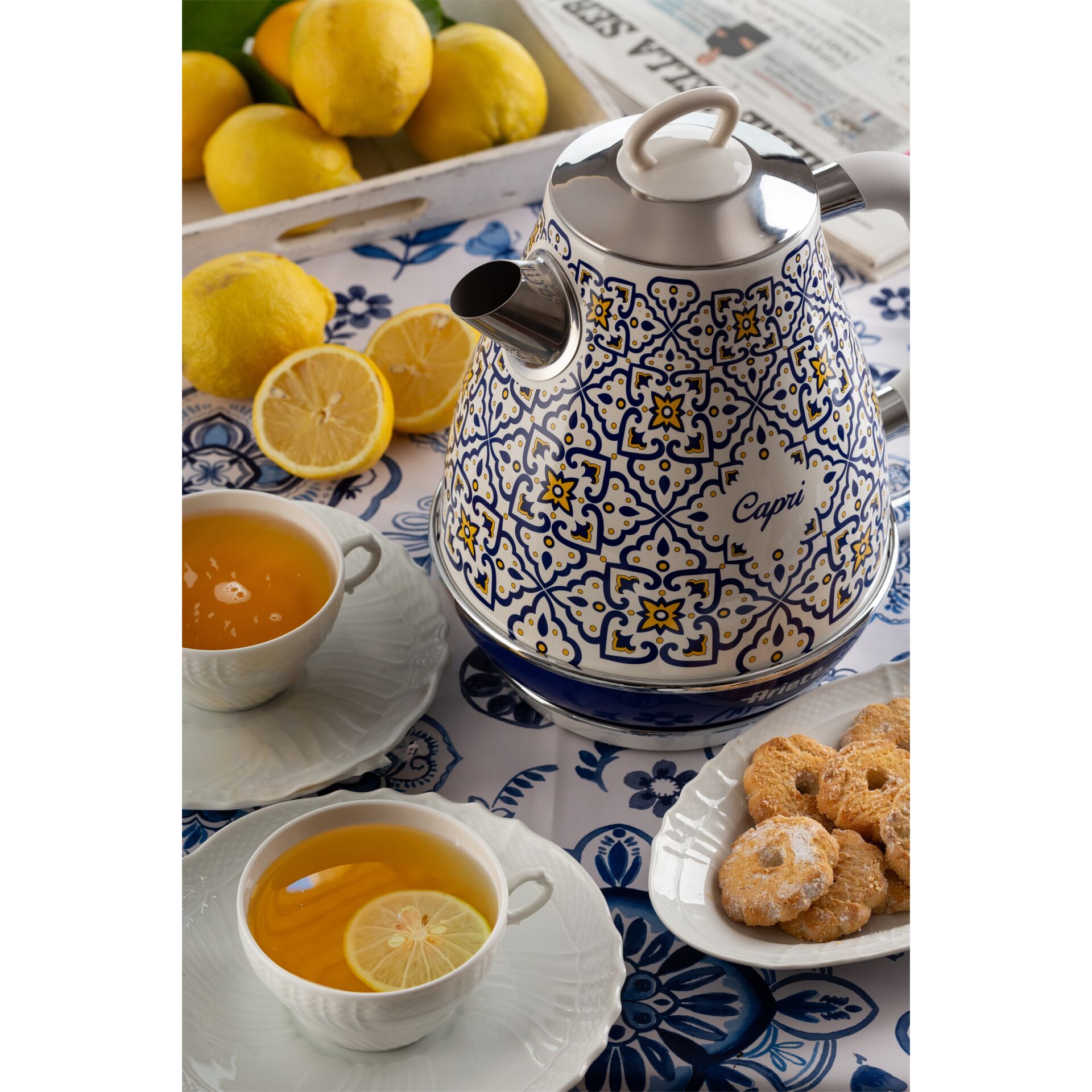 Kaffeemaschine, Kessel, Blau-Weißes Muster, Zitronentee, Tea-Time-Set