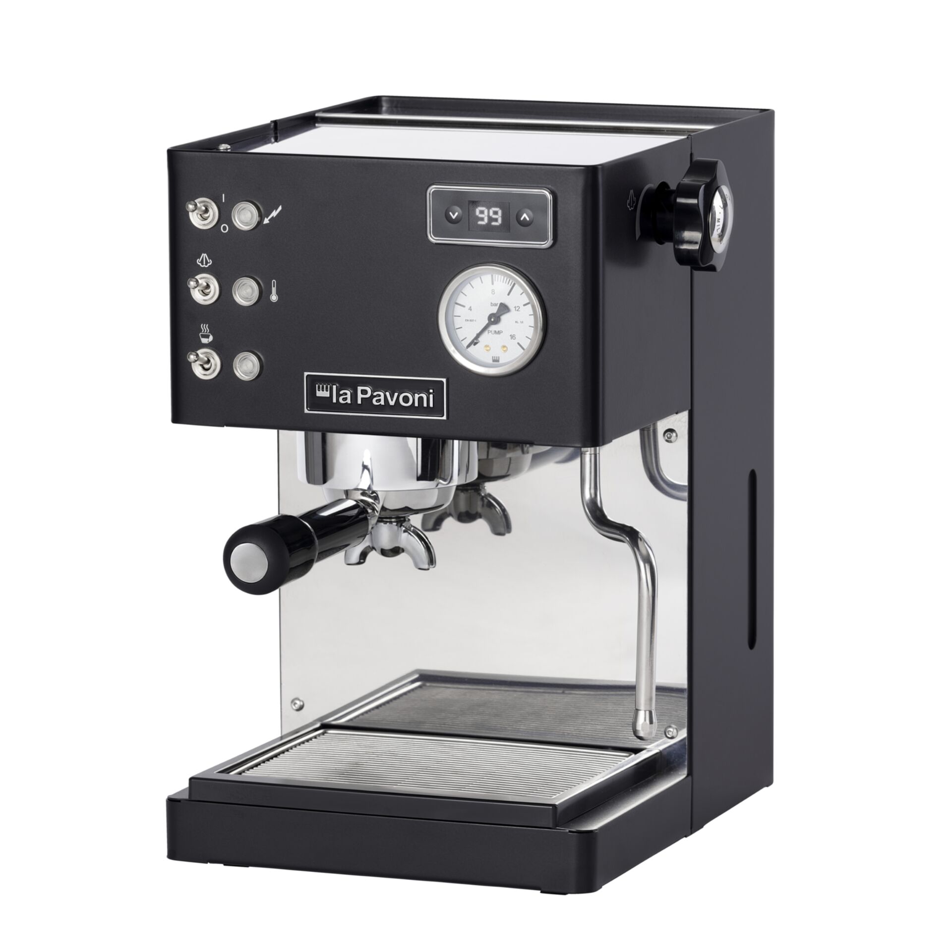 Pokal, Elektrisches Gerät, Schalter, Kaffee, Kaffeetasse, Espresso machine, Kaffeemaschine, Dampfrohr, Manuell, Chrom/Schwarz