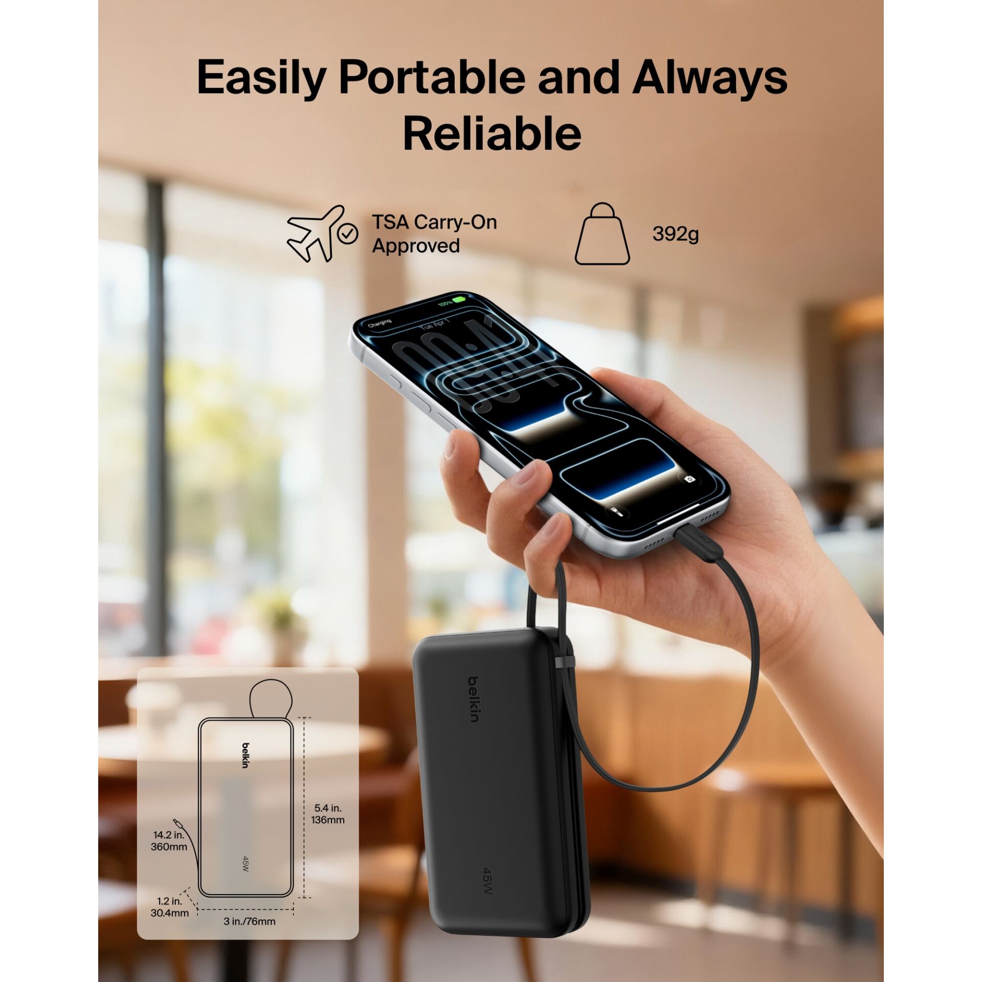 Powerbank, Wireless charging, Phone stand, Portable charger, USB-C powerbank