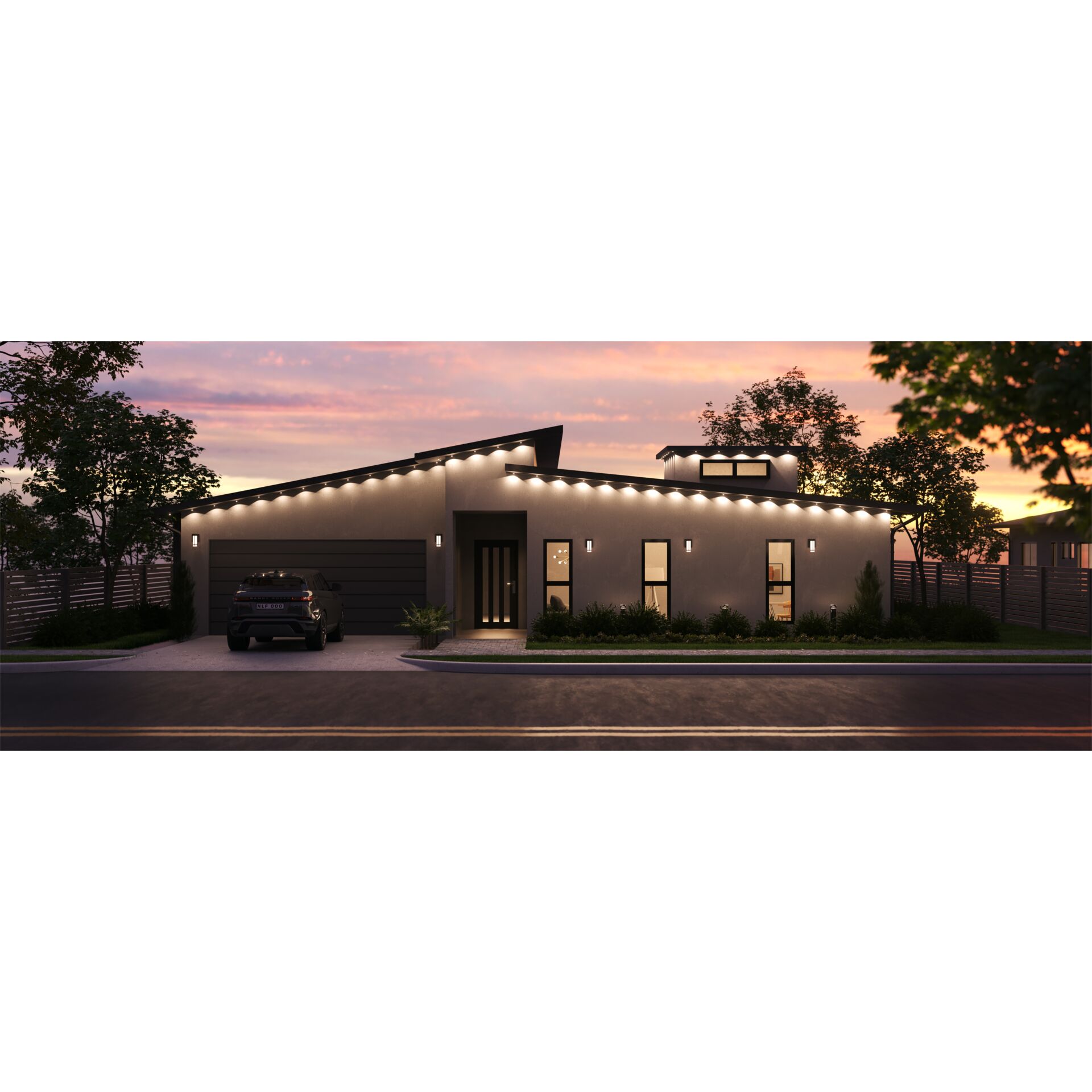 Baum, Villa, Auto, Straße, Unterschlupf