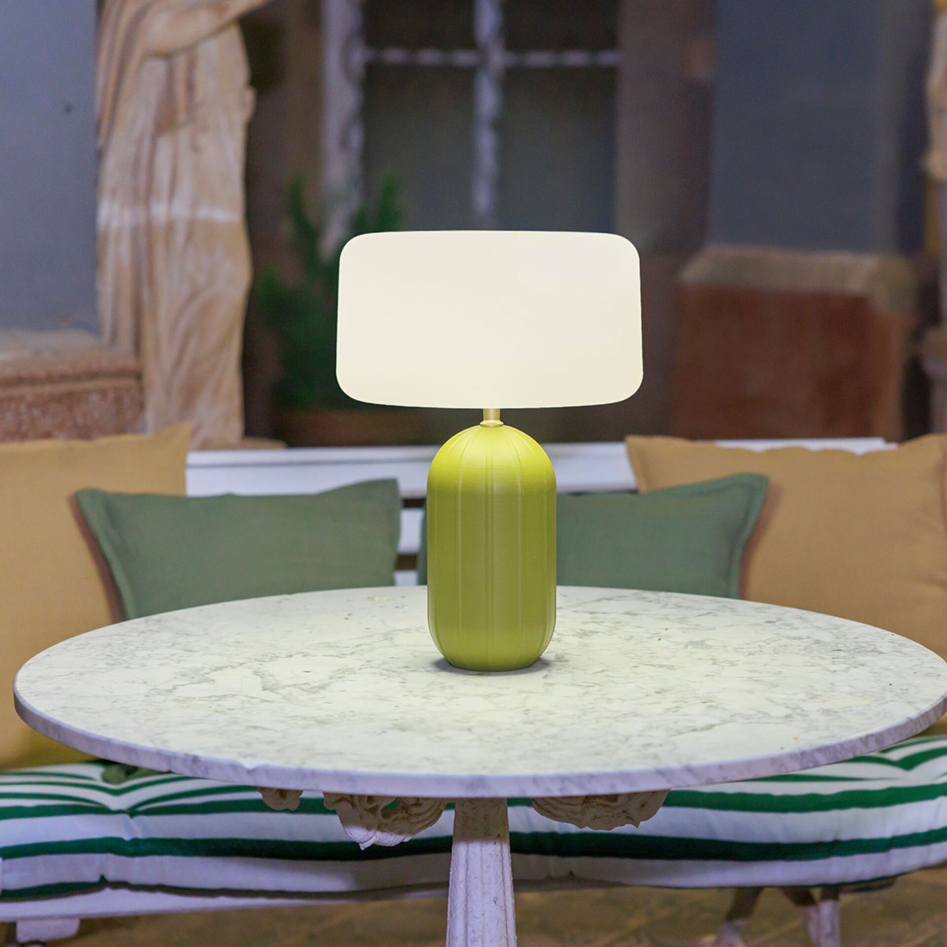 Tischlampe, Vase-Lampe, Grün, Tischlampe Glas, Wohnaccessoire