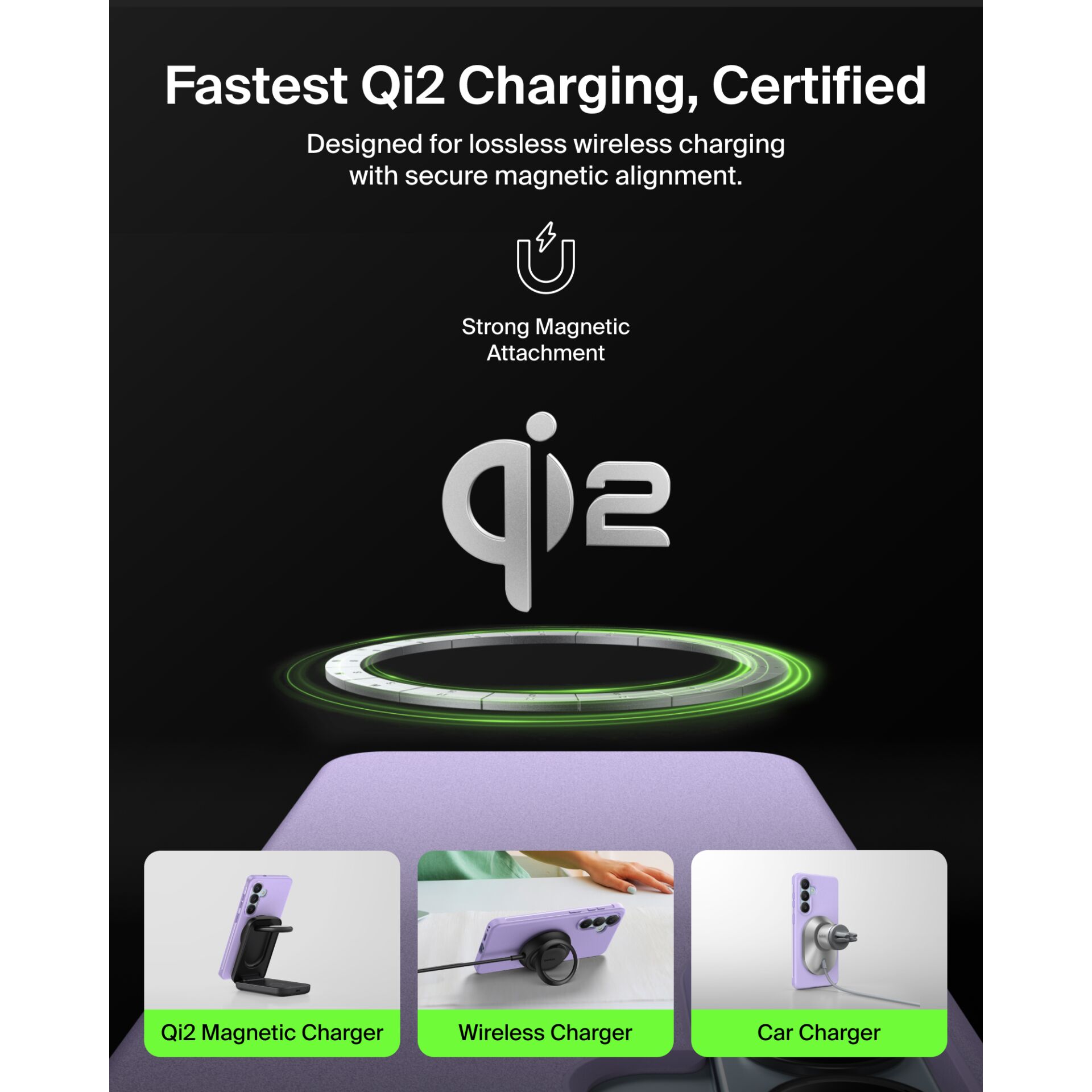 Qi2 Ladegerät, Magnetisches Ladegerät, Kabelloses Ladegerät, Autoladestation, Ladepad