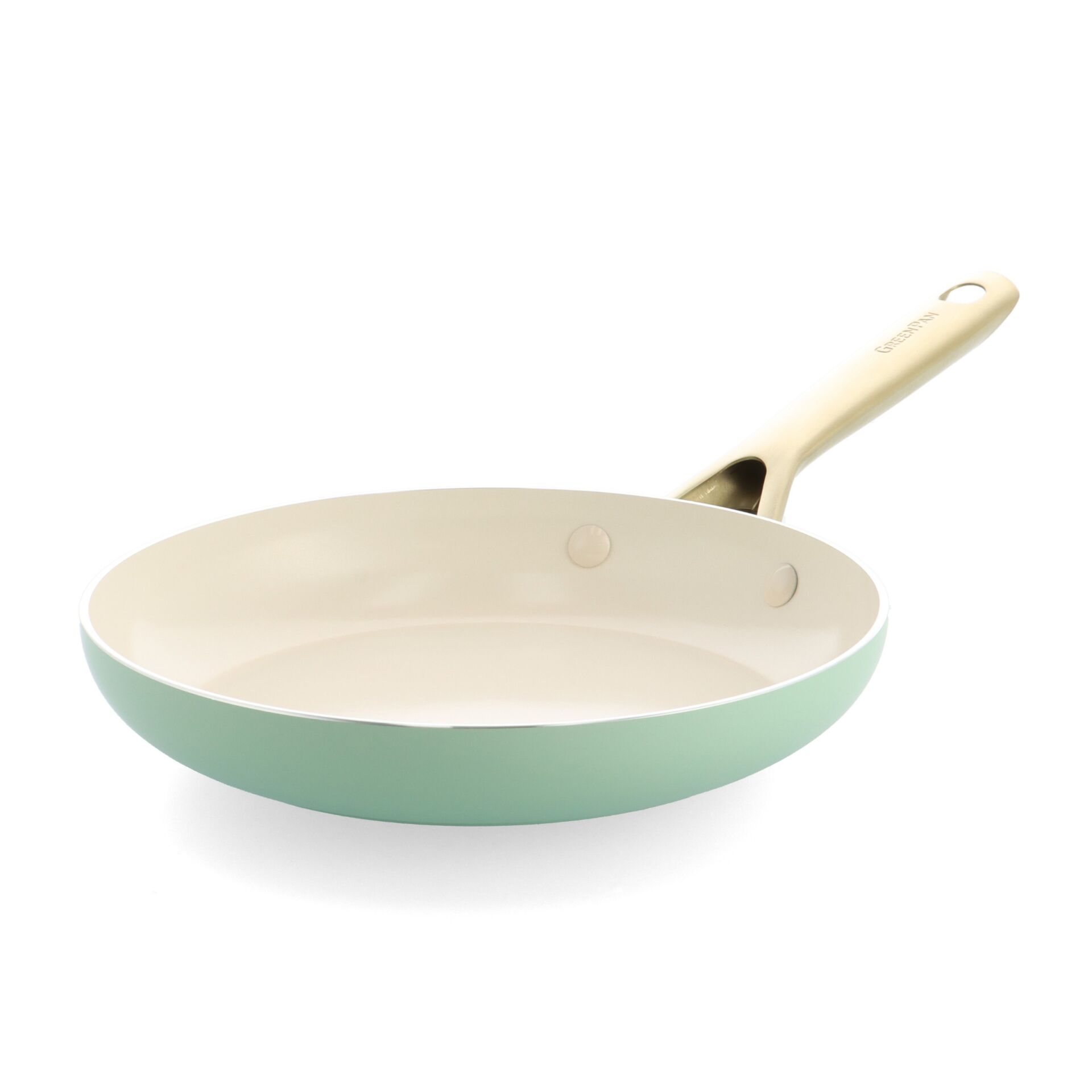 Bratpfanne, antihaftbeschichtet, grüner Außenbereich, Titanium, Küchenutensil Griff