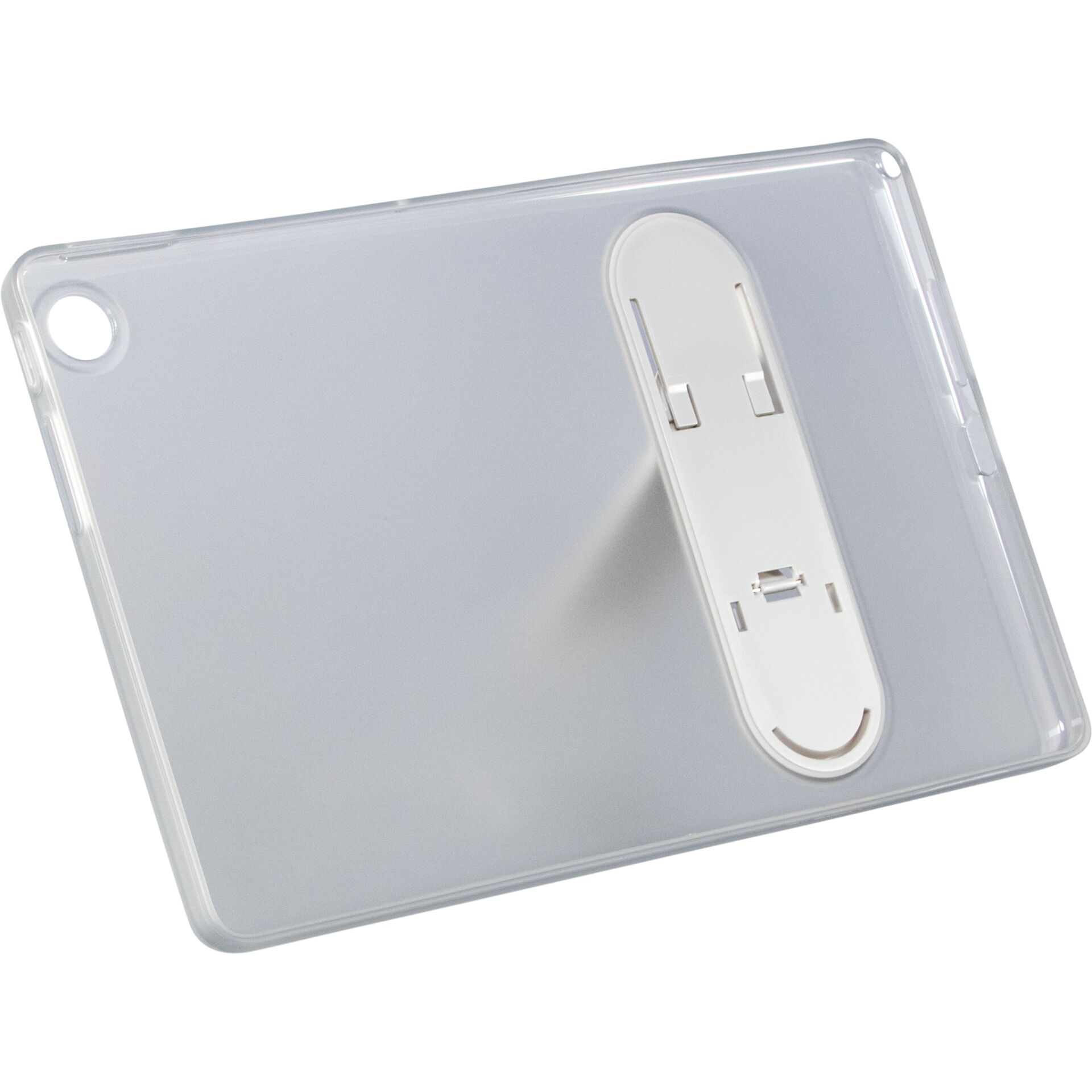 Tablet-Hülle, transparent, Kunststoff, integrierter Ständer, grau