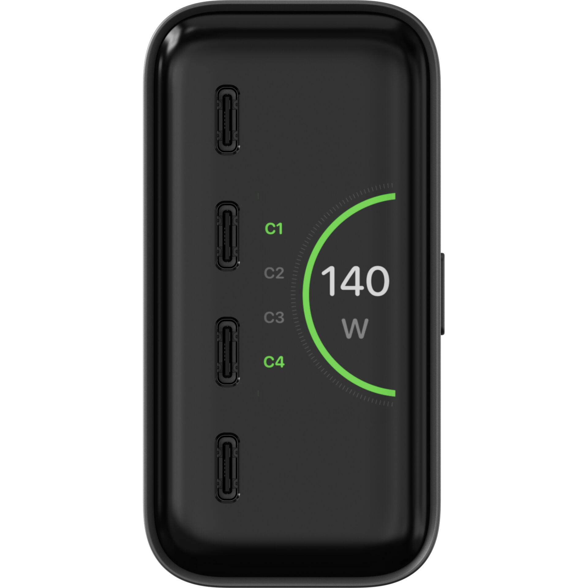 Power bank, USB-C Port, Digital display, Schwarz, Ladestandanzeige