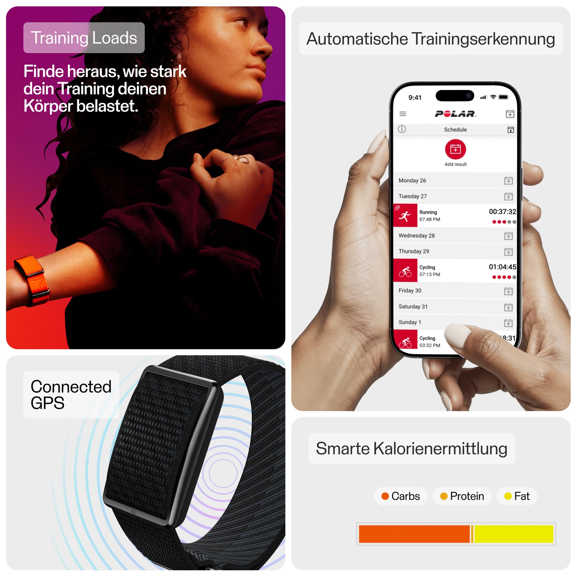 Fitness armband, Smartwatch, GPS, Kalorienmessung, Training