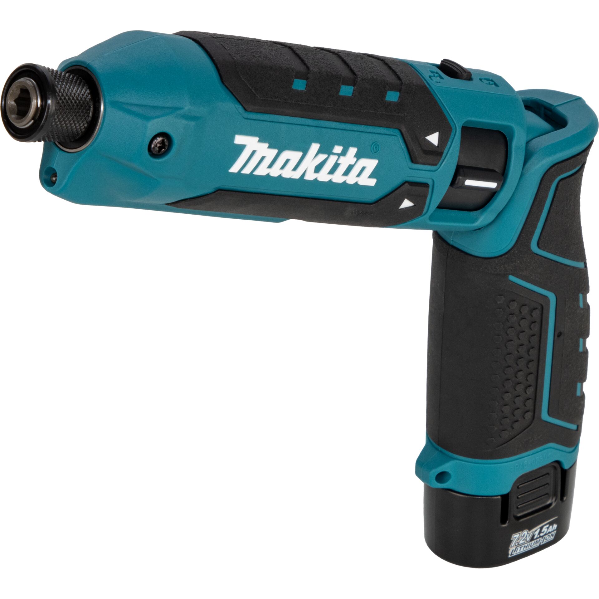 Akkuschrauber, Winkelack, 7.2V Li-Ion Akku, Kompakt, Teal Schwarz, Akku-Bohrschrauber, Winkel-Schrauber, Makita-Brand, Teal-Blau, Lithium-Ionen-Akku
