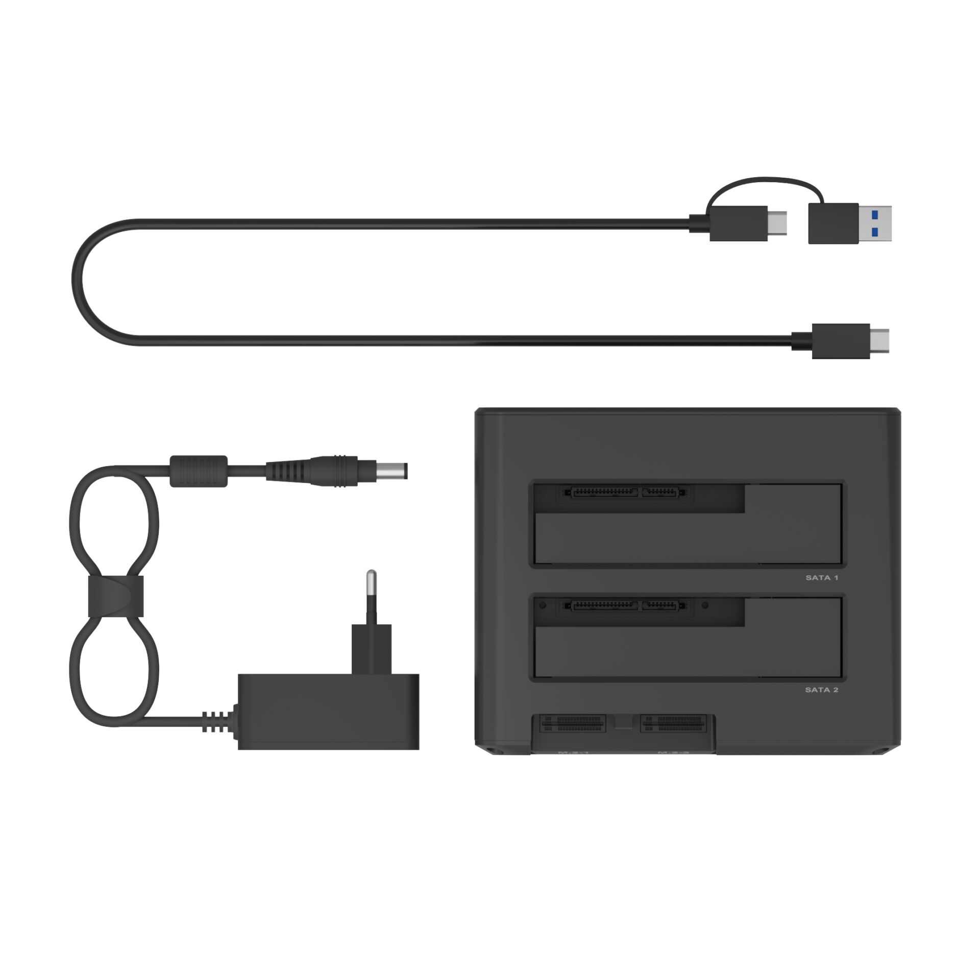 Externe Festplatte, SATA, Docking Station, USB Kabel, Netzteil