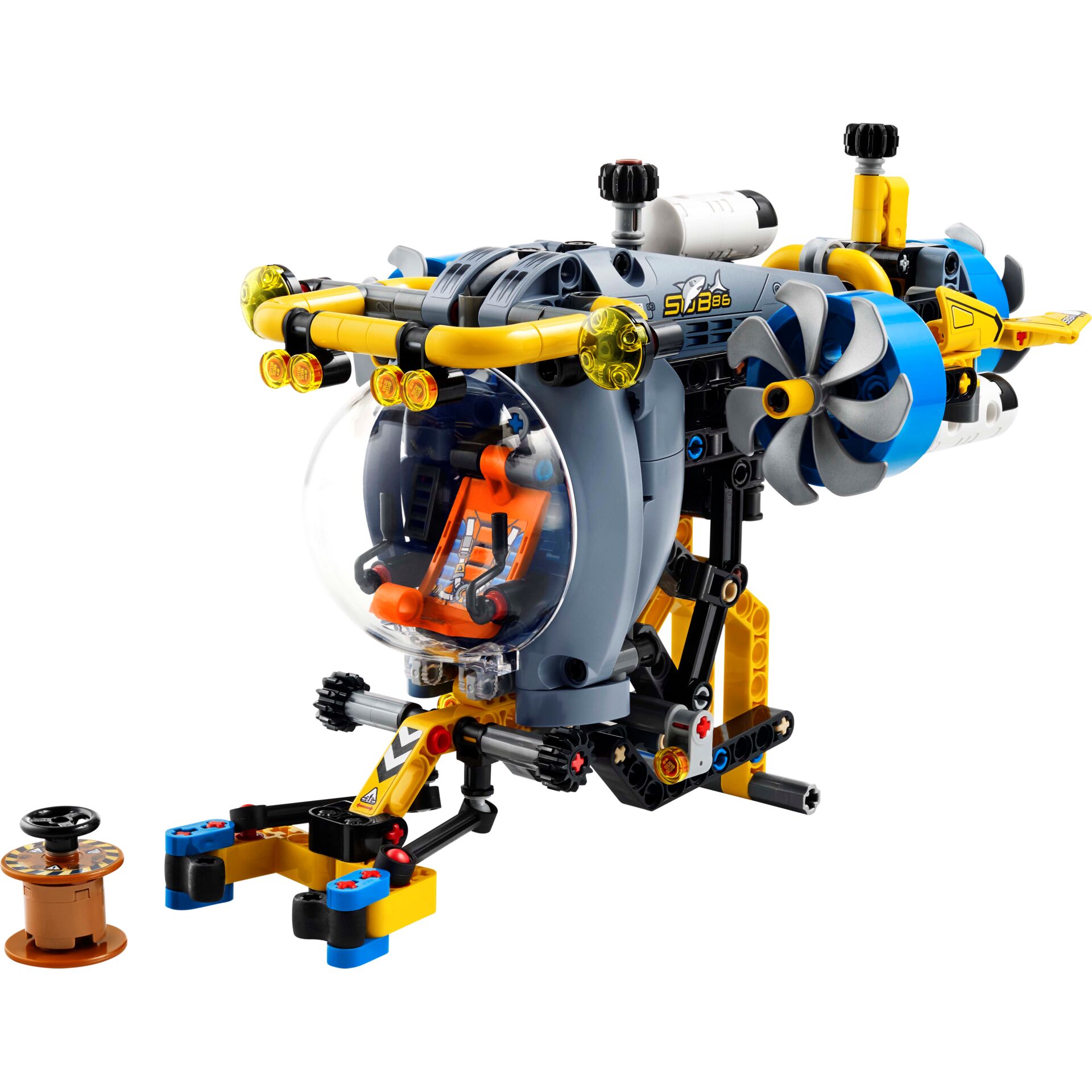 Lego Set, Drohne, Rotoren, Cockpit, Gelb Blau