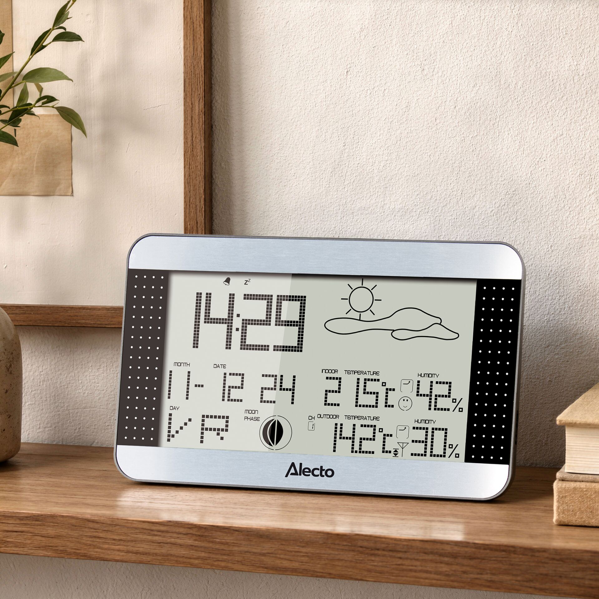digital clock, Wetterstation, LCD-Anzeige, Alecto, Tischuhr