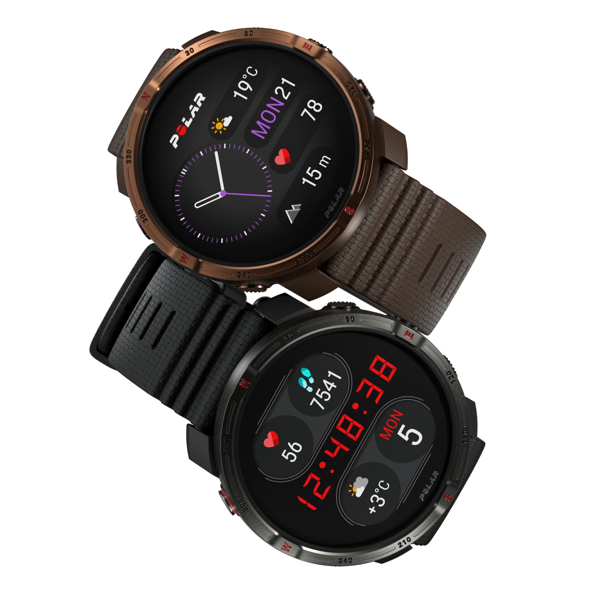 smartwatch, runde-fassung, digitalanzeige, metallrand, armband