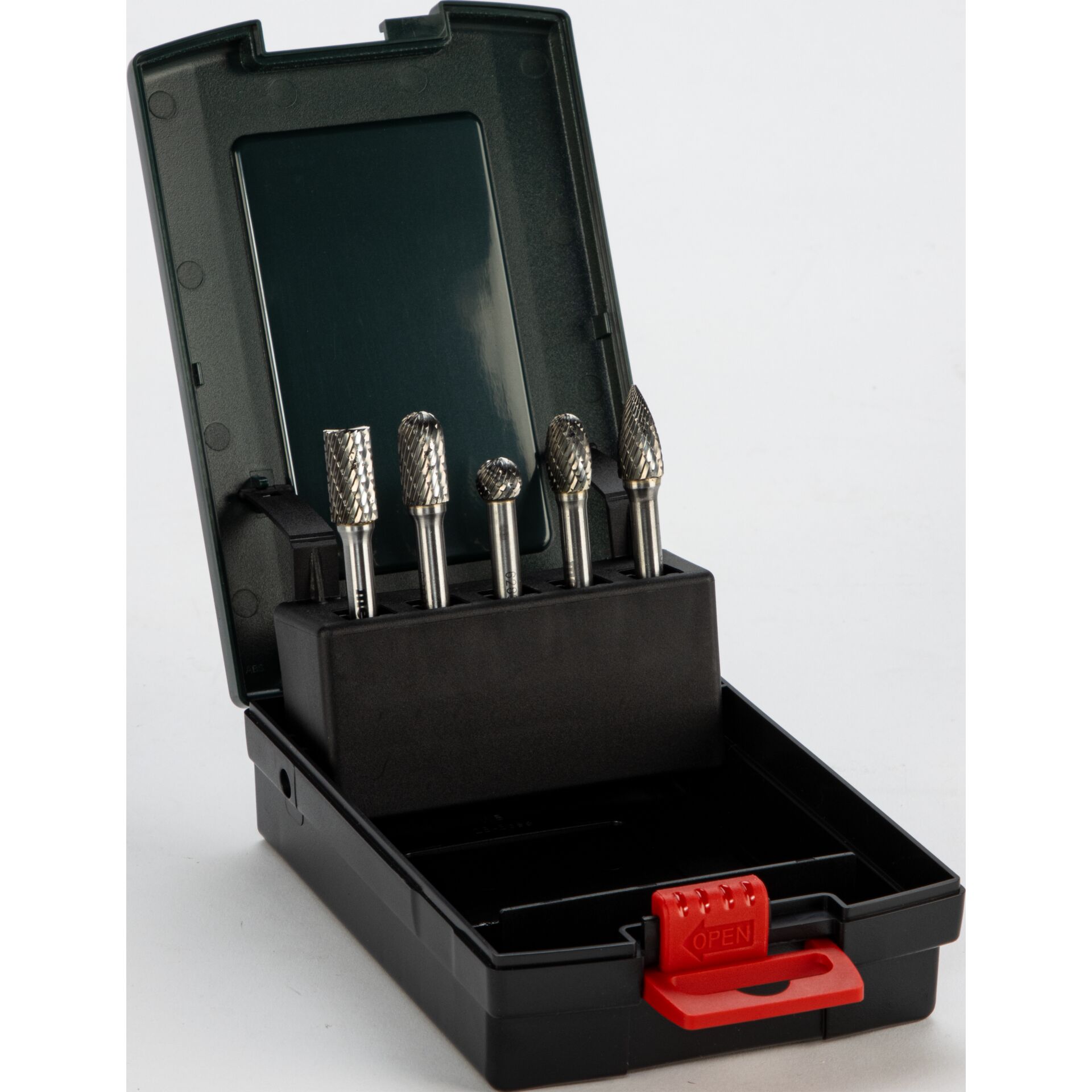 Besteck, Hartmetallfräser, Fräser-Set, Metallfräser, Kunststoffkoffer, Fünfteilig