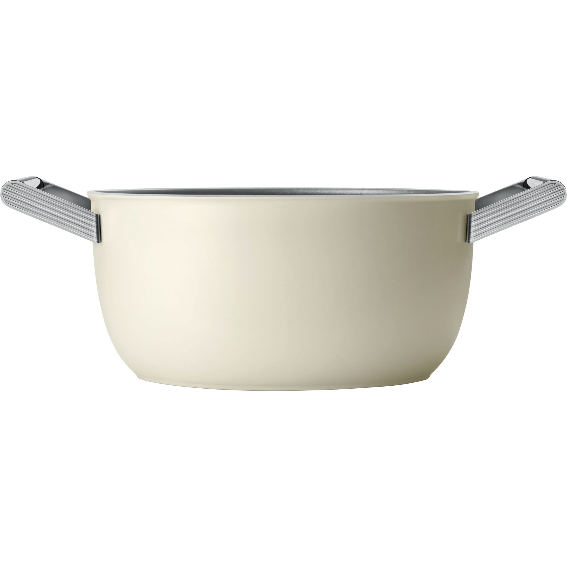 Kochtopf, Schüssel, Edelstahl-Griffe, creme, rund