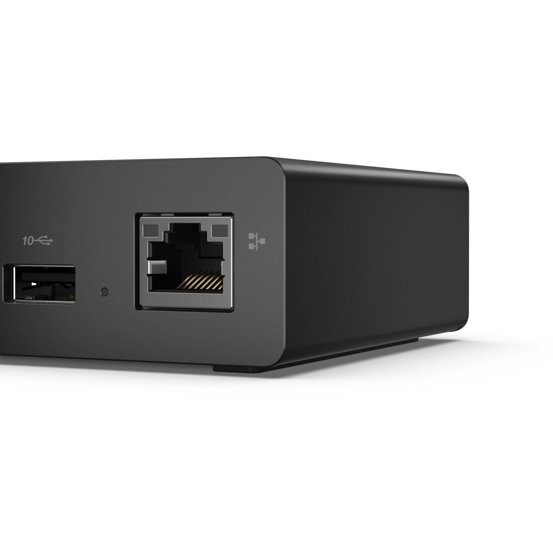 Netzwerkgerät, RJ45 Port, USB-C Port, Gehäuse, Dunkelgrau