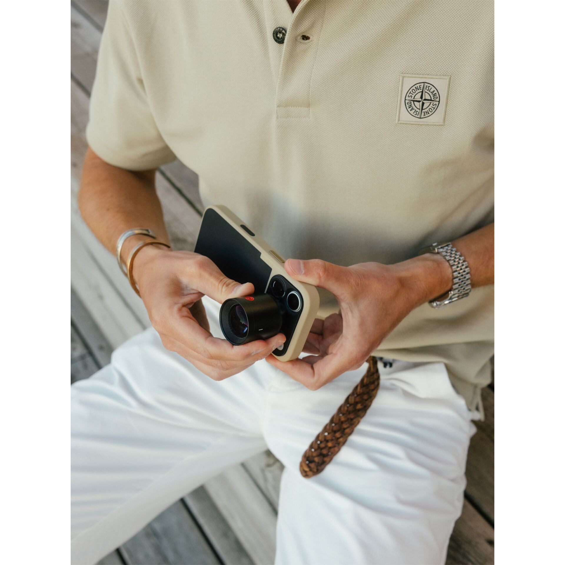 Polo-Hemd, Uhrenarmband, Poloshirt, Kameralinsen, Smartphone-Halter
