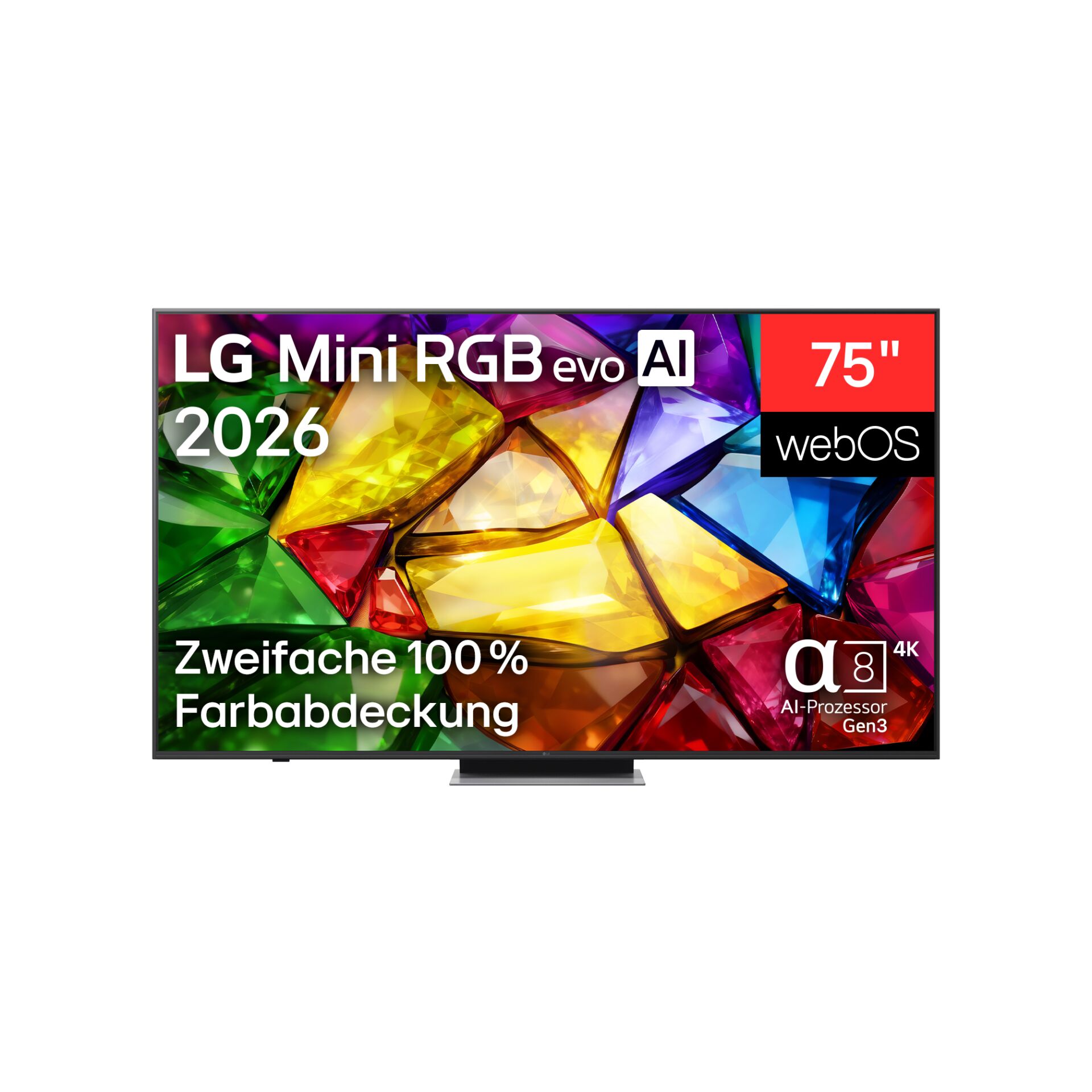 LED-Fernseher, 75 Zoll, 4K, AI-Prozessor, Farbdarstellung