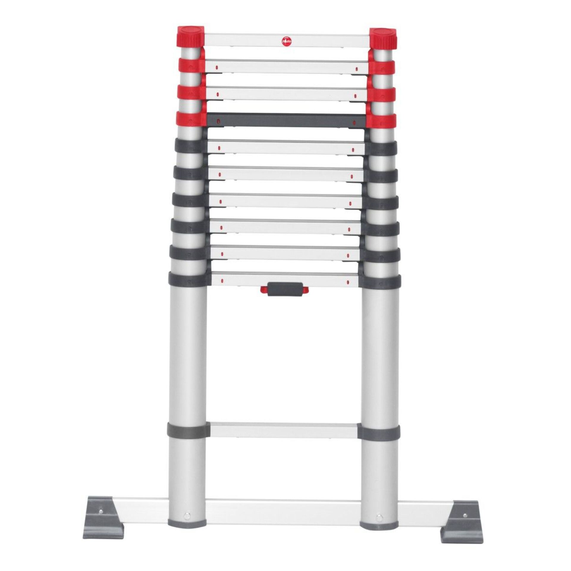 Teleskopleiter, Laufschiene, Verlängerung, Aluminium, Kunststoff-Griffe