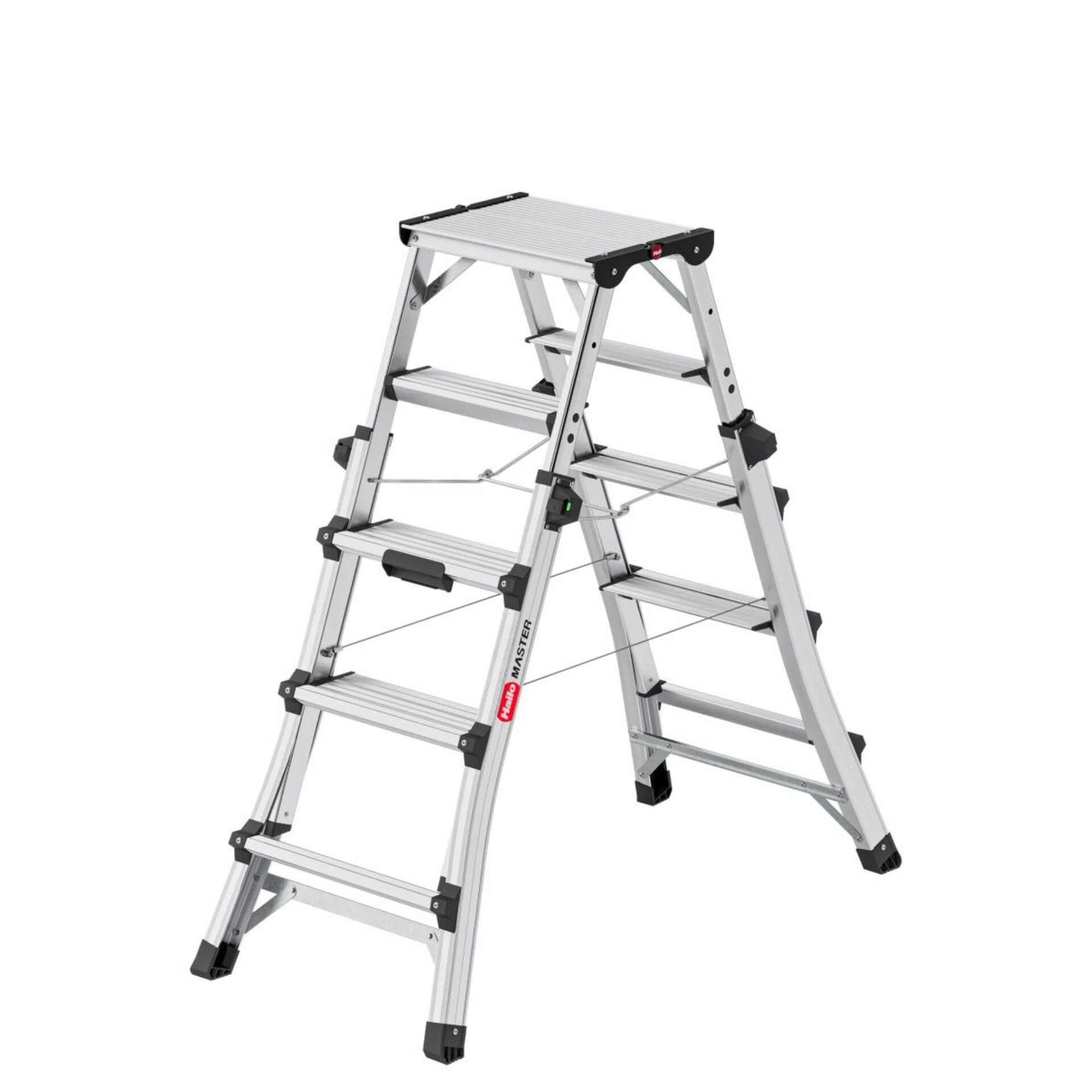 Schiebleiter, Aluminium, mehrstufig, Trittstufen, Werkzeugfrei