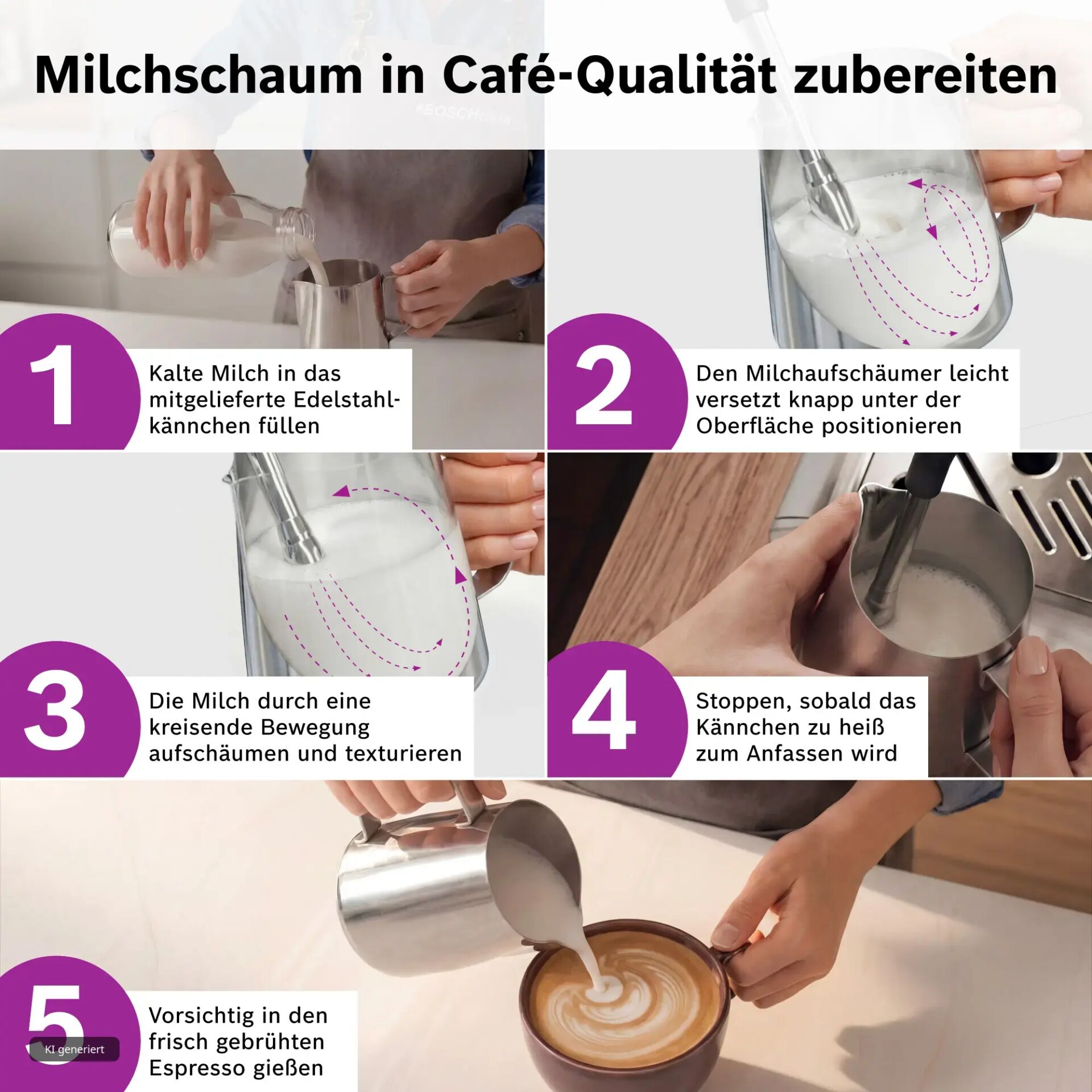 Milchschaum, Milchaufschäumer, Kaffeezubereitung, Espresso, Kaffeemilch