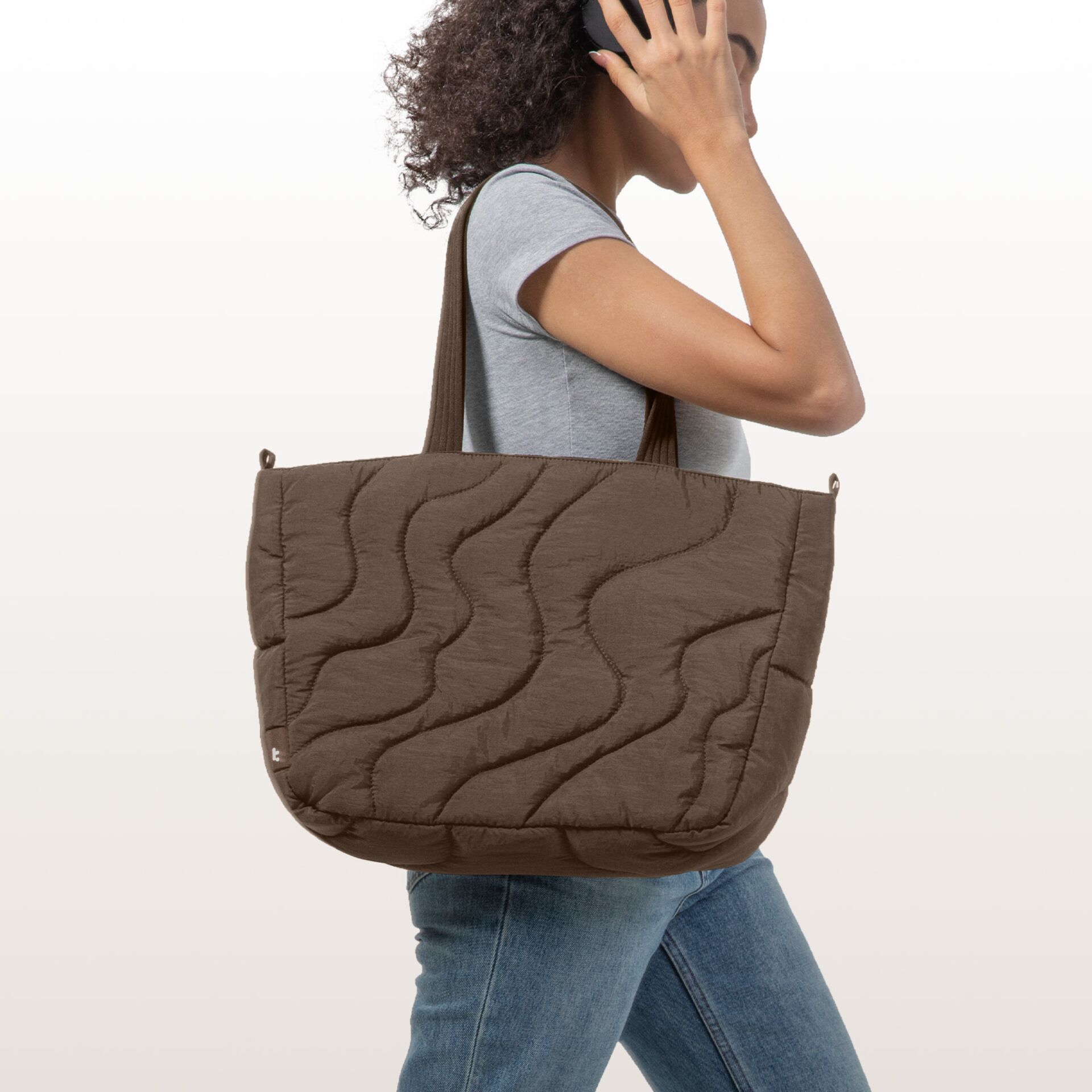 Tasche,  quilted, Reisentasche, Umhängetasche, Braun