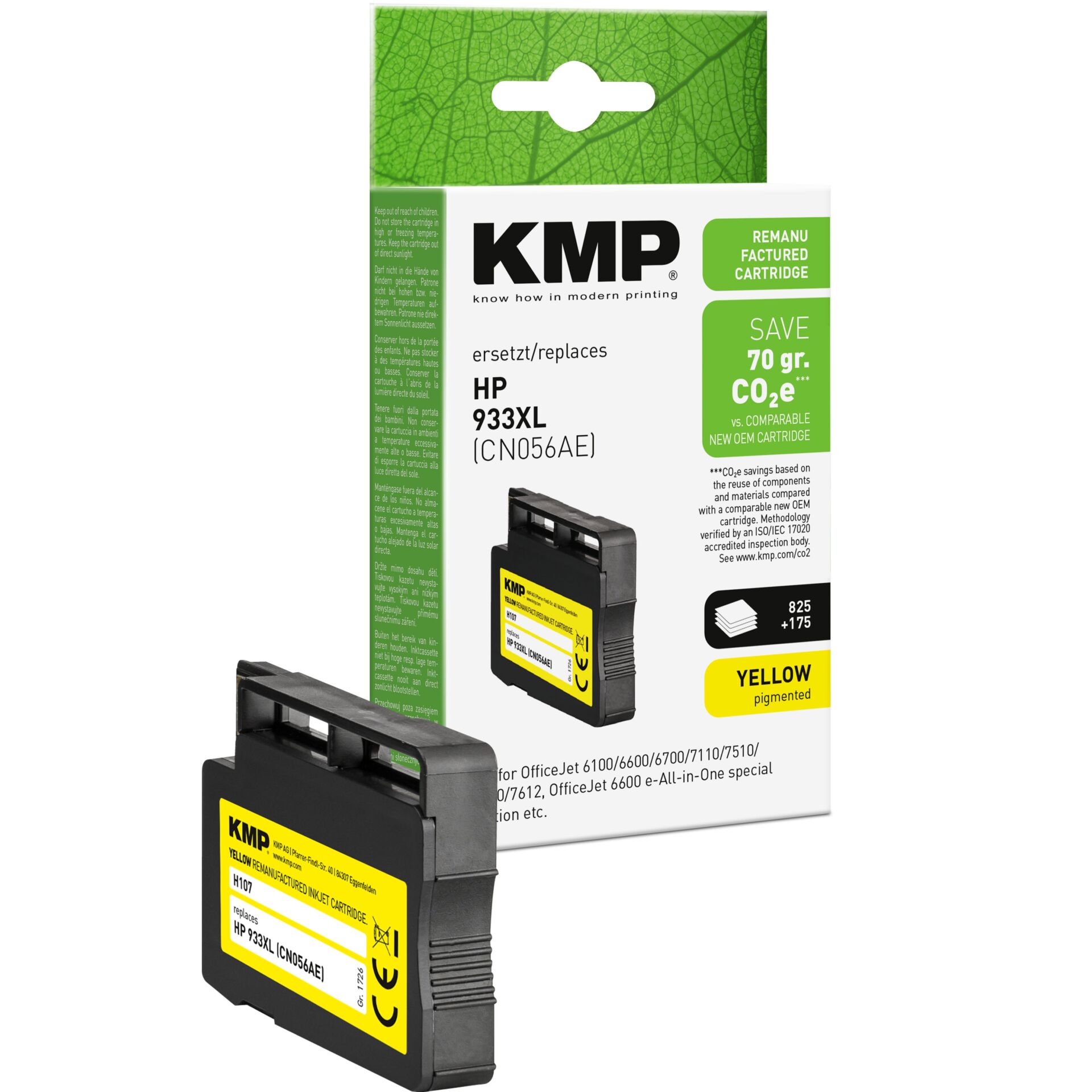 Tintenpatrone, HP 933XL, Gelb, Kompakt, KMP ersatzpatrone
