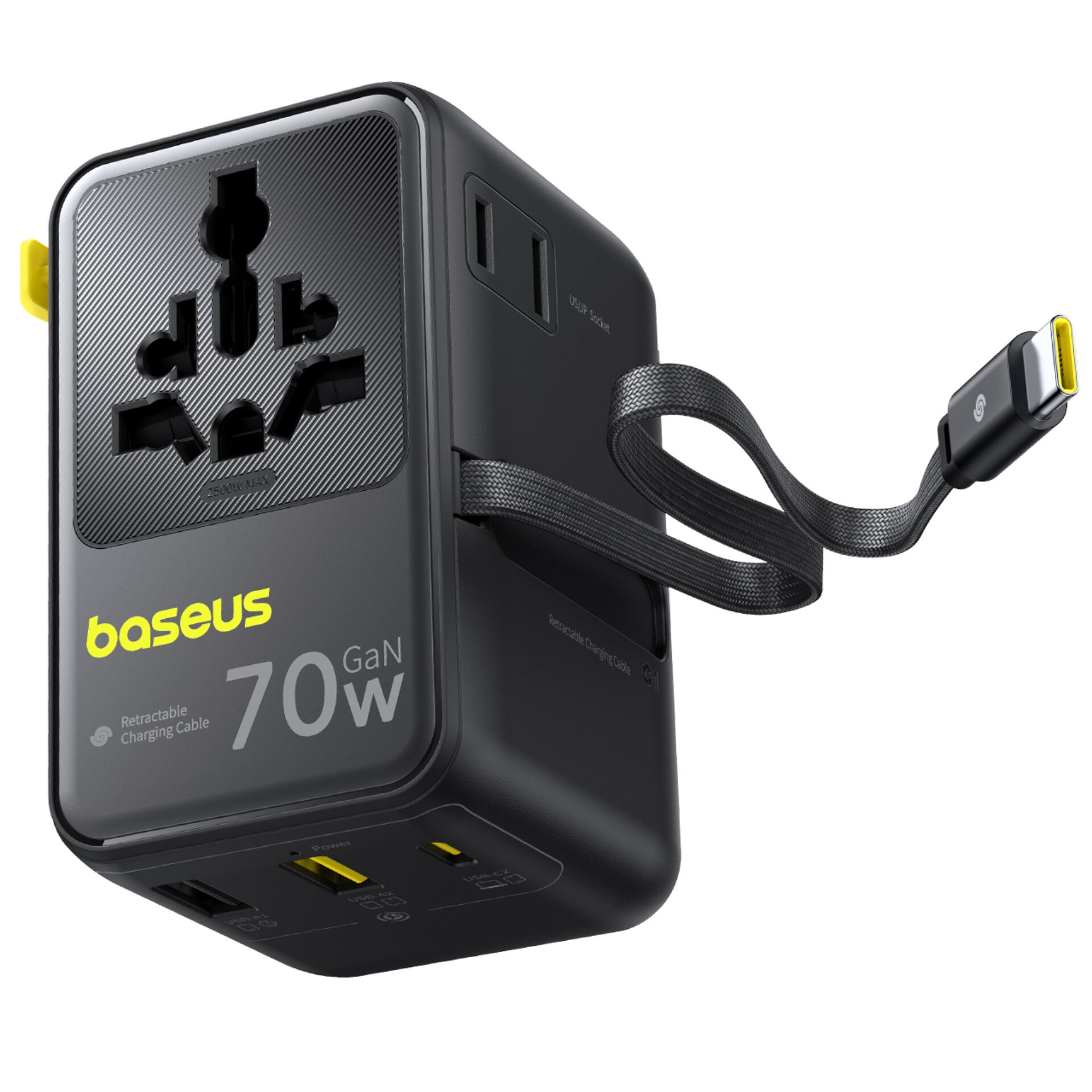 Baseus EnerCore CG11 Charger  Retractable 2AC+2U + 70W Black