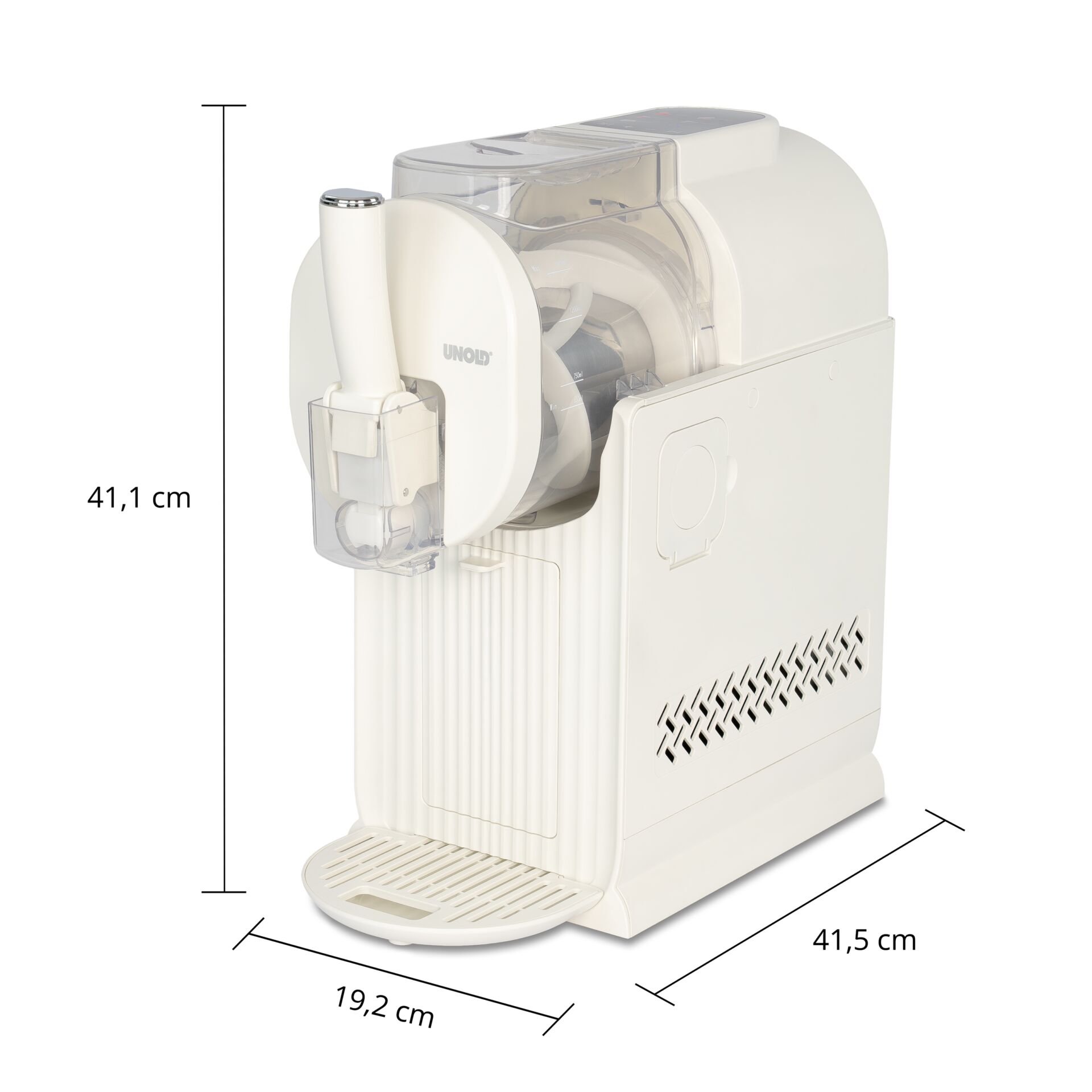 Kaffeemaschine, Kalt-Kaffeeautomat, Schaumfach, Weiße Maschine, Compact-Design