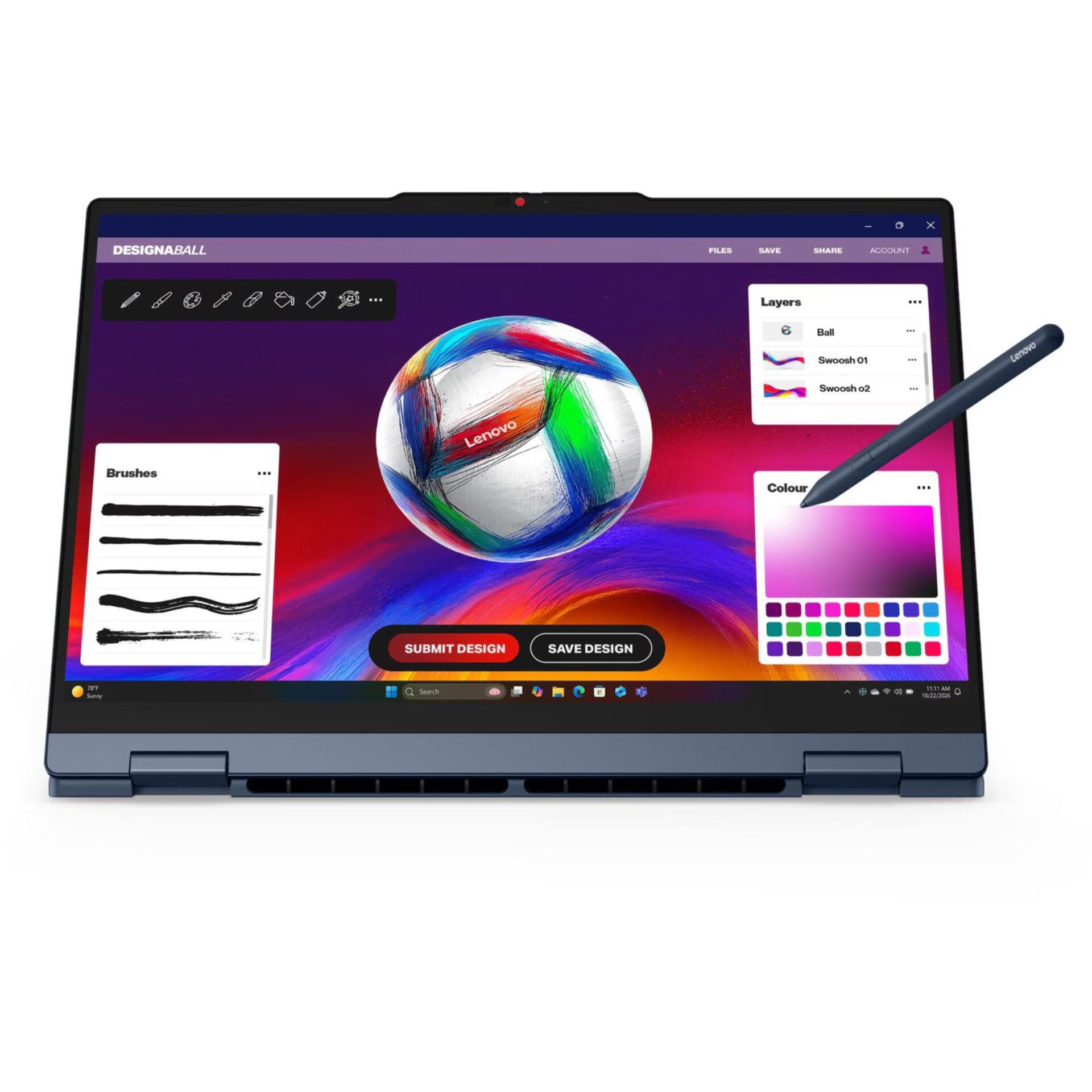 2-in-1, Tablet, Stift, Touchscreen, Grünes Display, 2-in-1 Laptop, Touchscreen, Lenovo Stylus, Drawing Software, Color Palette