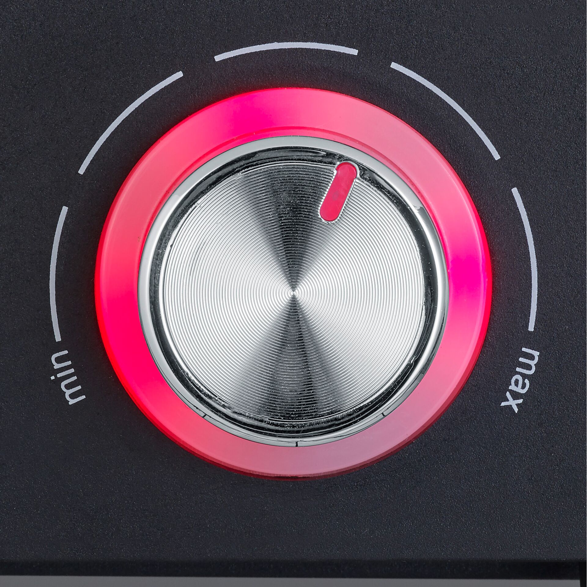 Kochfeldregler, Temperaturregler, LED-Beleuchtung, Roter Ring, Metallknopf