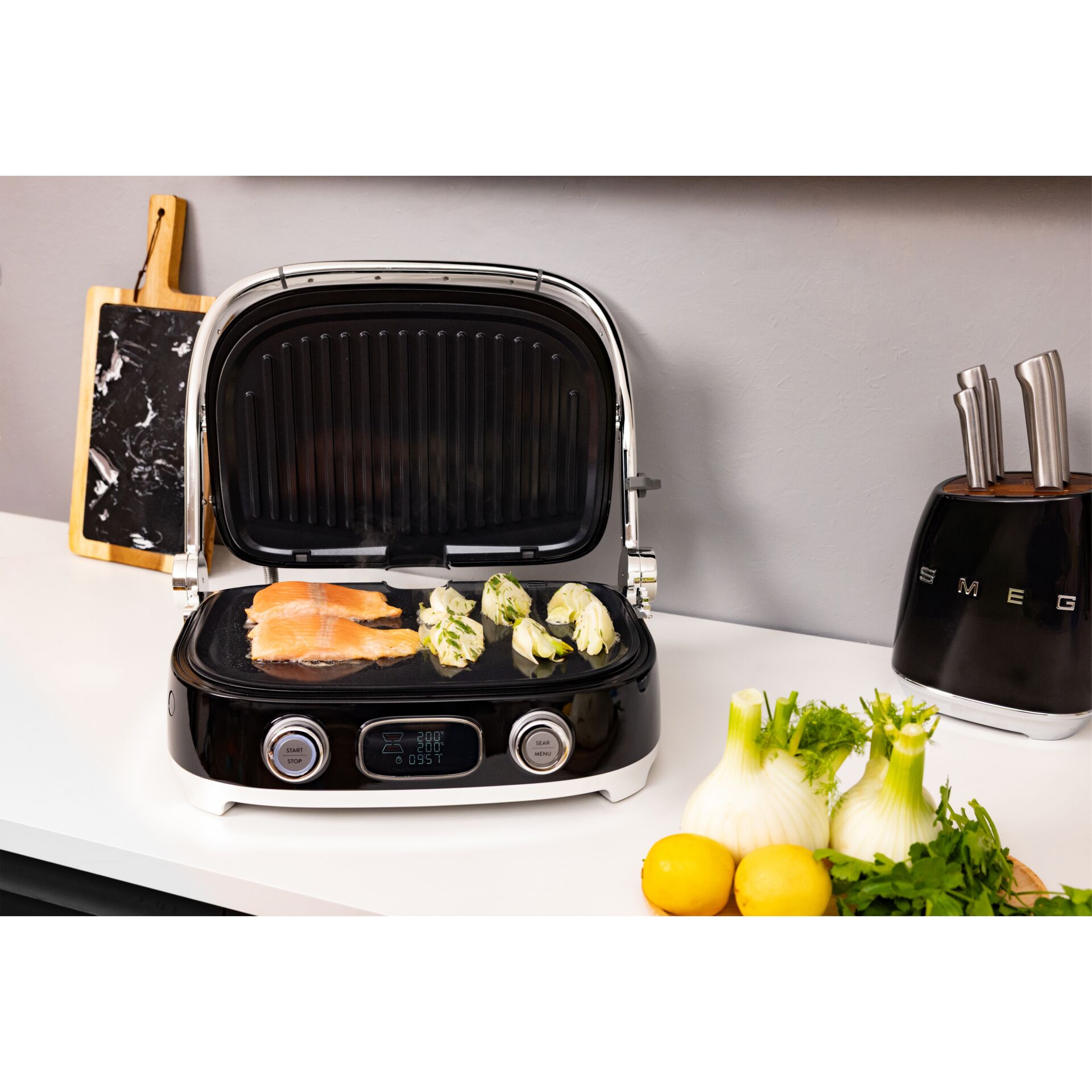 Grill, Kontaktgrill, Lachs, Gemüse, Küchengerät