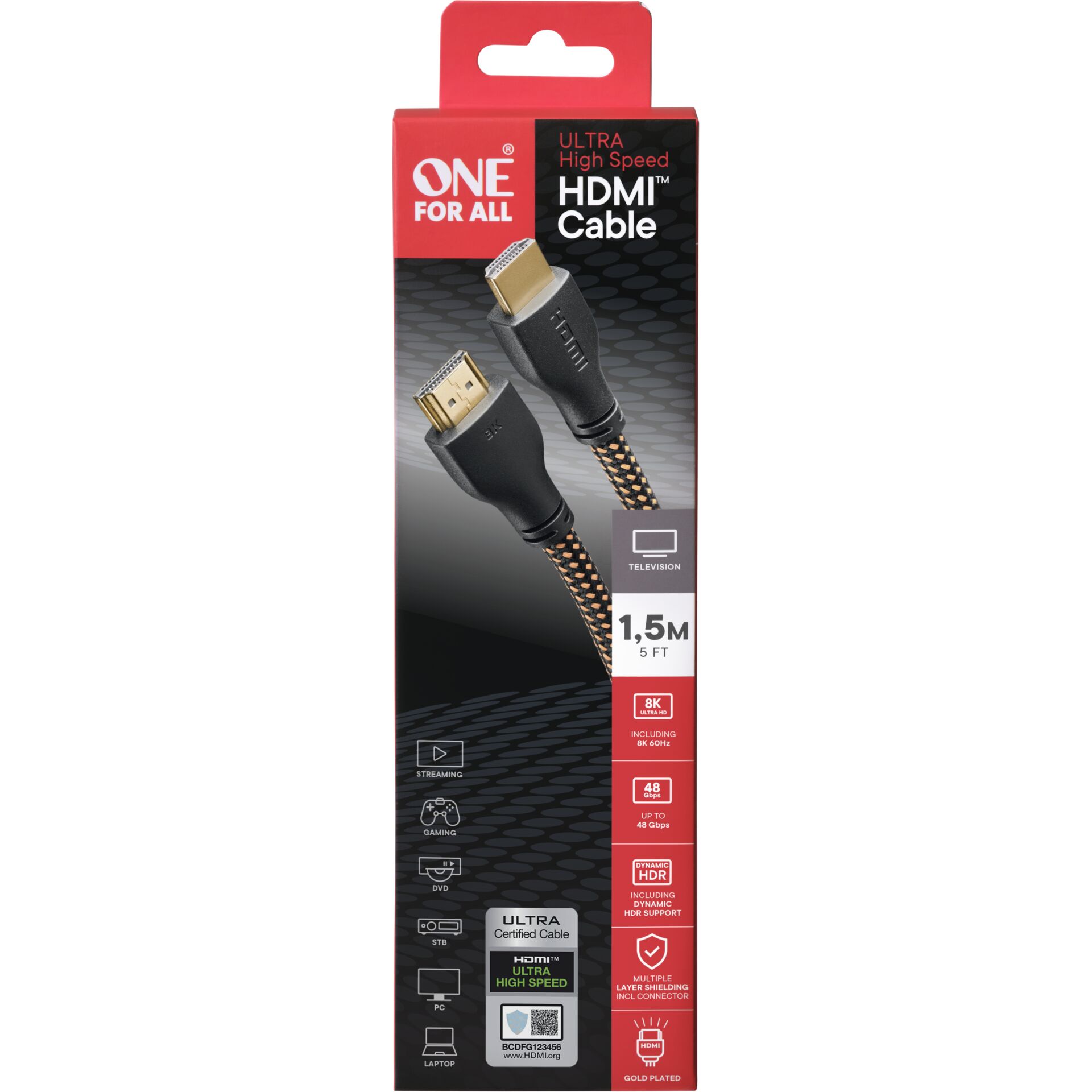 HDMI Kabel, Ultra High Speed, 2.0, geflochtenes Kabel, 1,5m