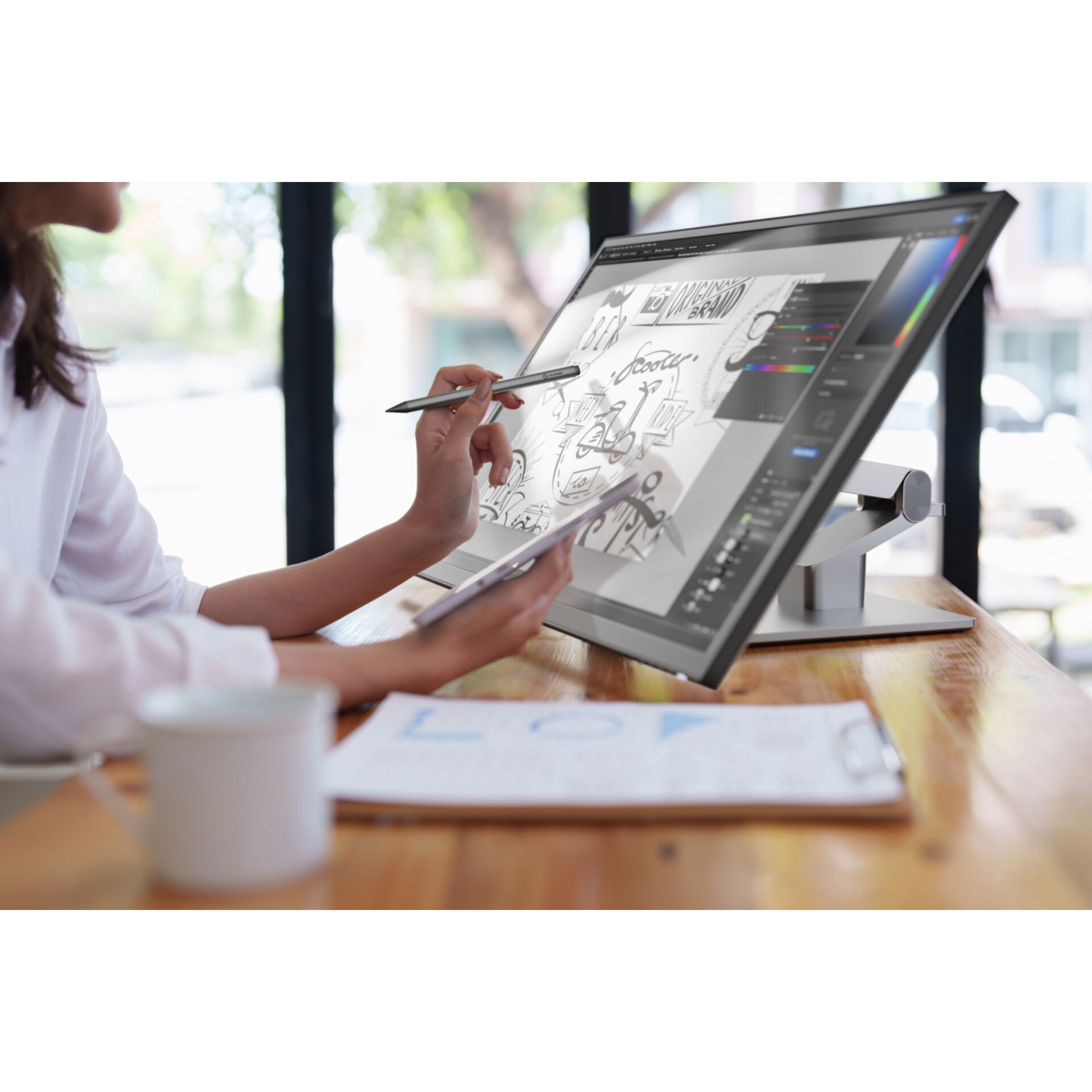 Handy, Tabelle, Tablet-Computer, Dokument, Person