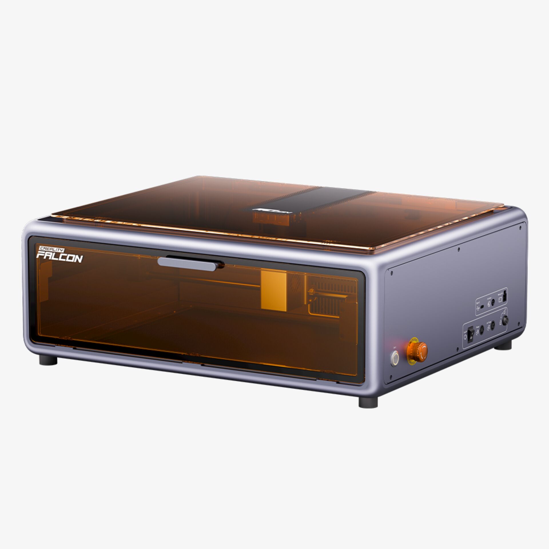 3D-Drucker, Toaster-Backofen, orangefarbener Fenster, Drehknopf, silberner Körper