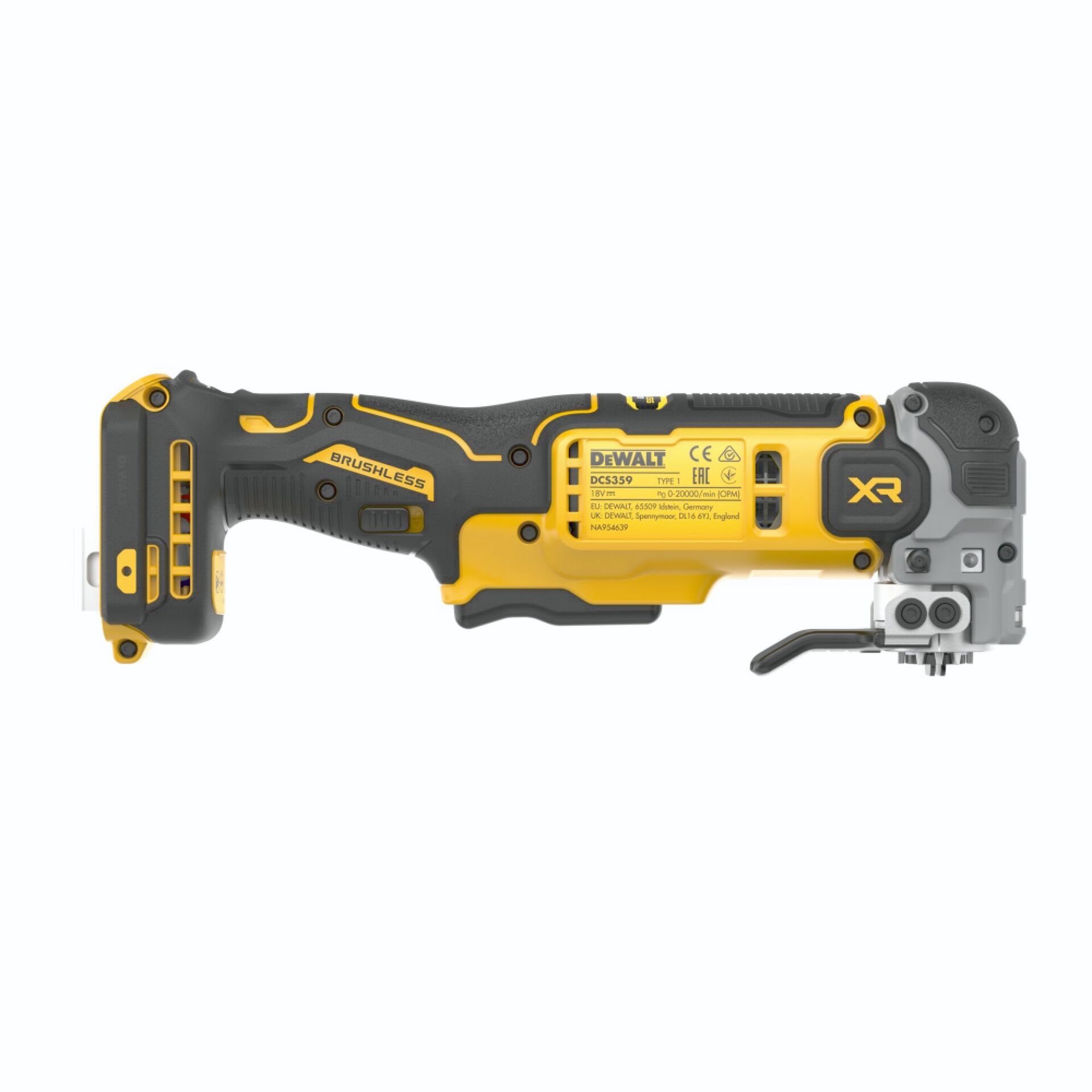 Akku-Stichsäge, Batteriebetrieben, Gelb-Schwarz, Flachverlauf, DeWalt XR
