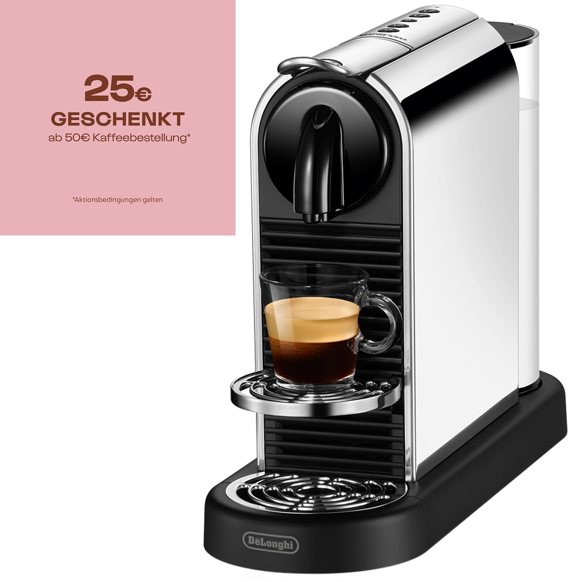 Pokal, Getränk, Kaffee, Kaffeetasse, Espresso, Kaffeemaschine, Kaffeezubereitung, Espressoautomat, Kapselmaschine, Chrom/Metallic