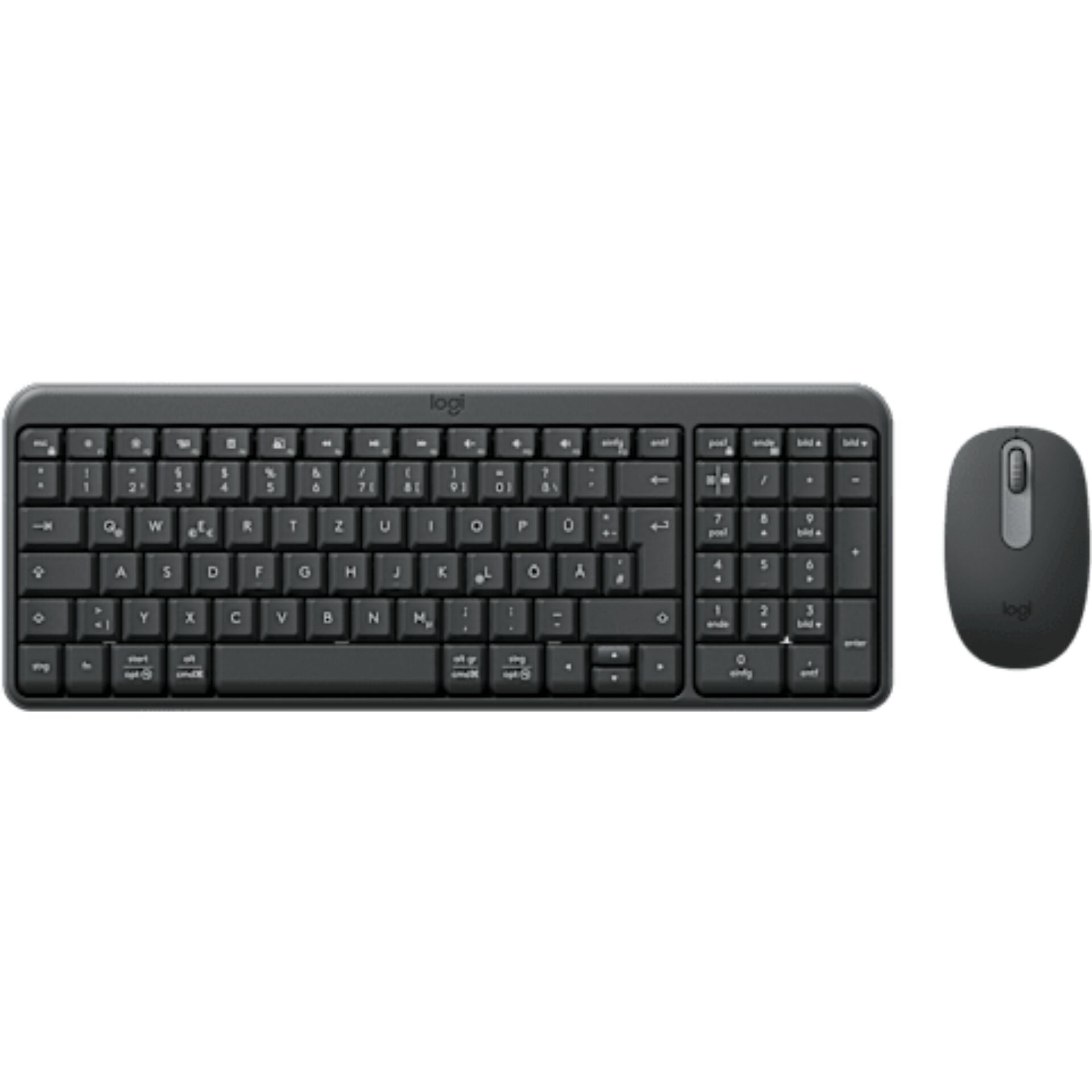 Tastatur, Kabelloses Set, QWERTZ, Schwarz, Maus-Set