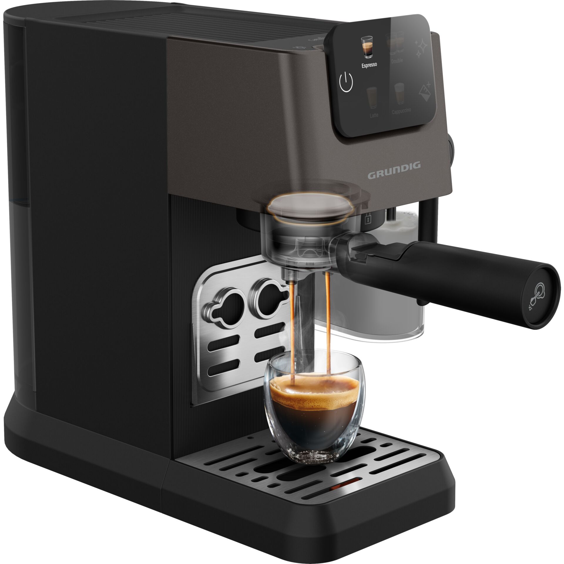 Kaffeemaschine, Espressokocher, Milchaufschäumer, Schwarz, Portafilter