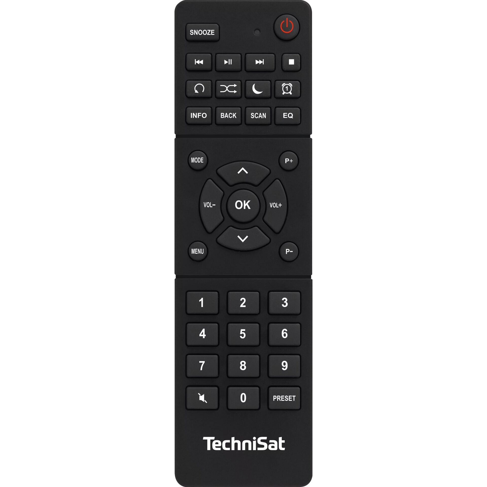 Fernbedienung, Technisat, IR-Fernbedienung, Gummierte Oberfläche, Nummerntasten